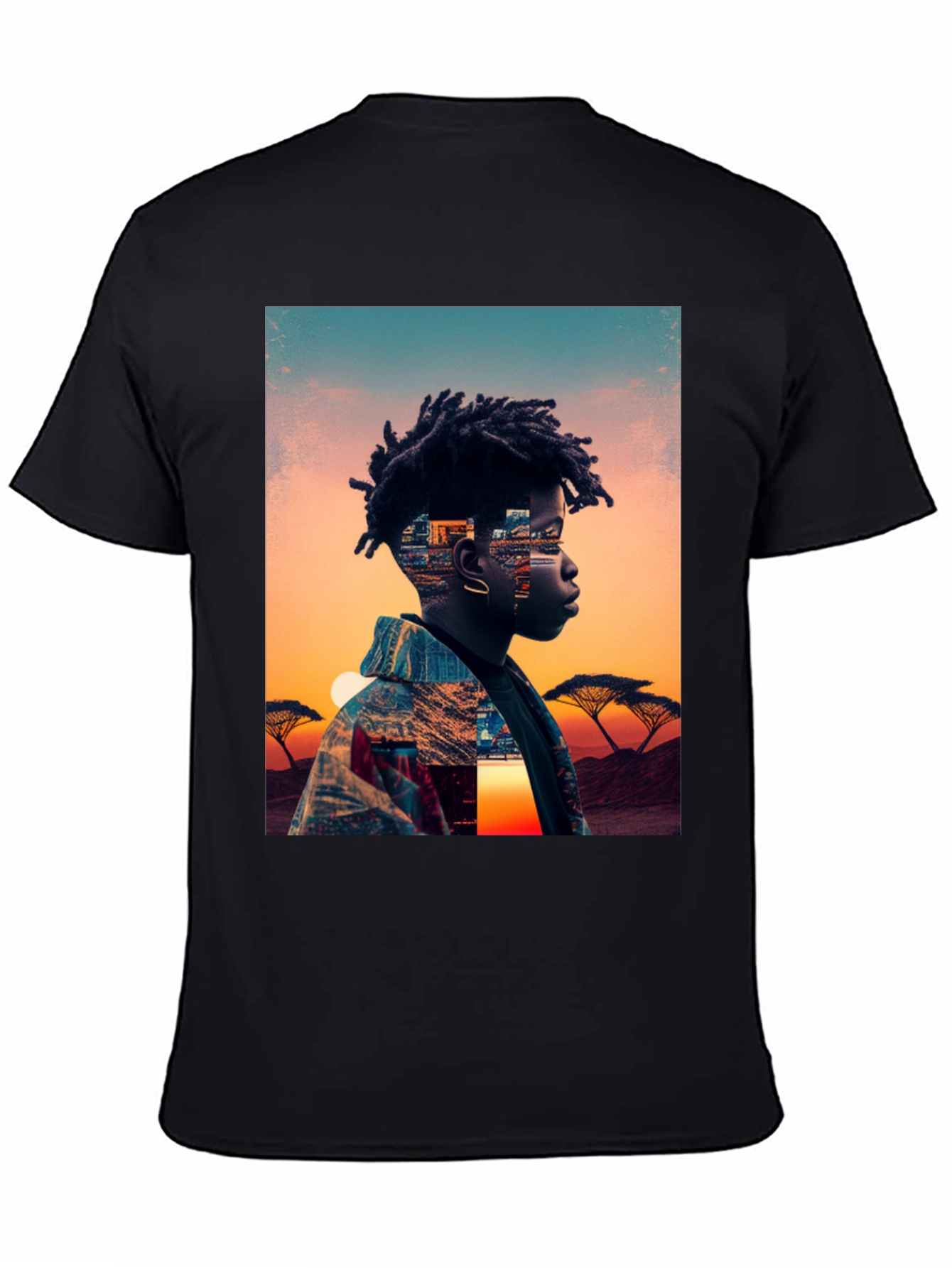 Sunset Portrait Graphic Tee - Black