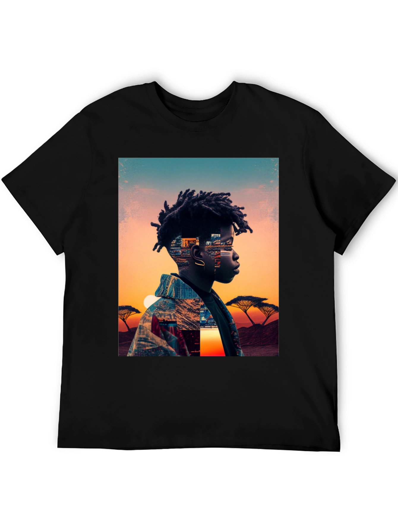 Sunset Portrait Graphic Tee - Black