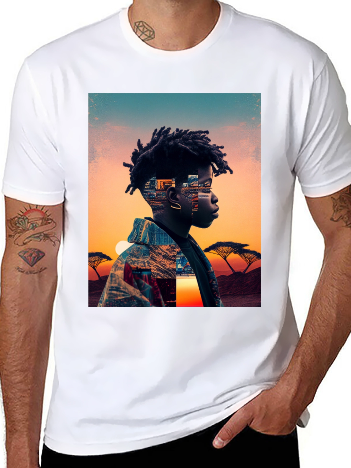 Sunset Portrait Graphic Tee - Black