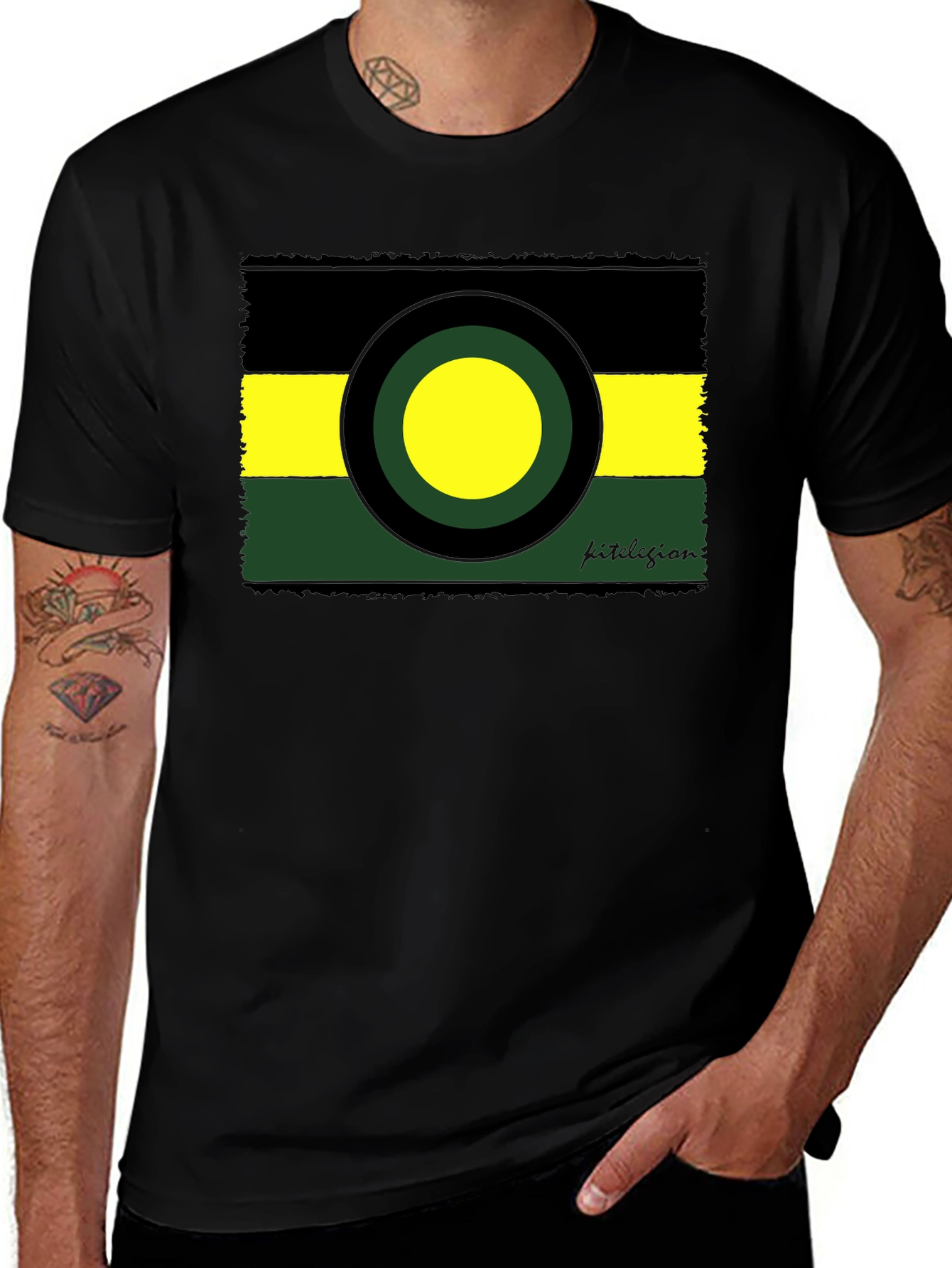 Abstract Geometric Graphic Tee - Black