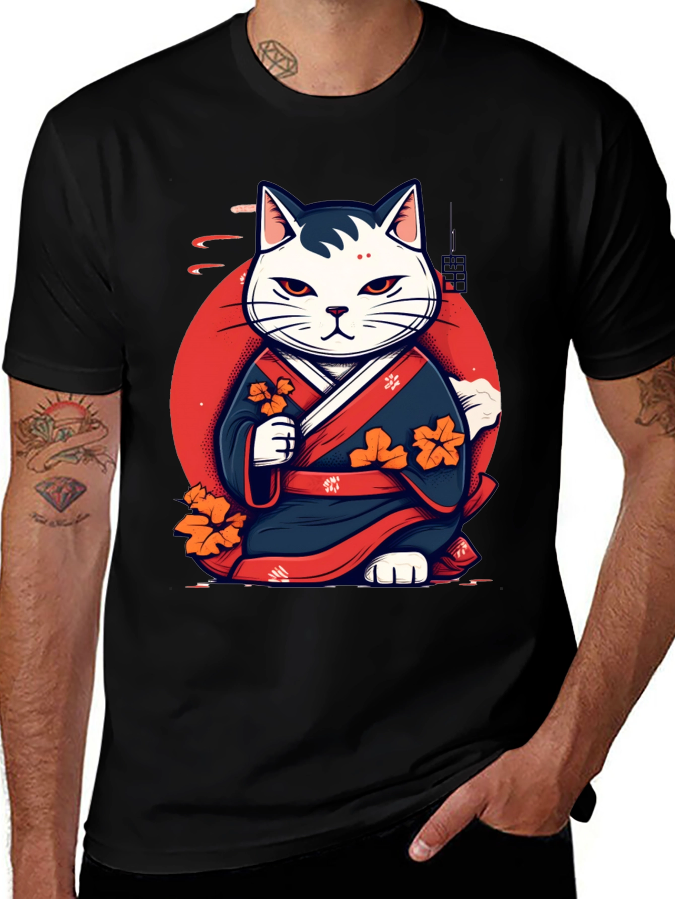 Japanese Cat Kimono Graphic Tee