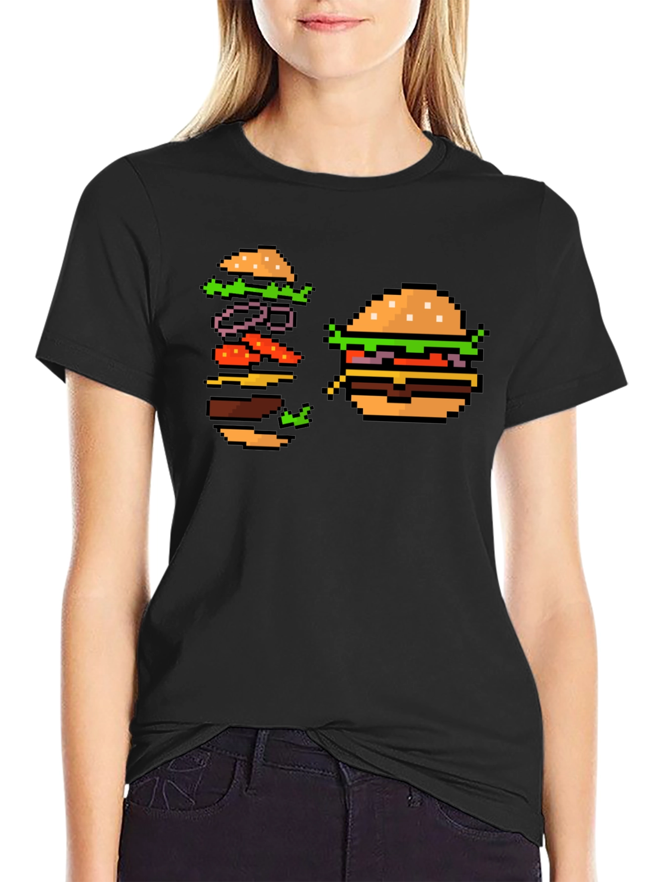 Pixel Burger T-Shirt - Retro Gamer Style!