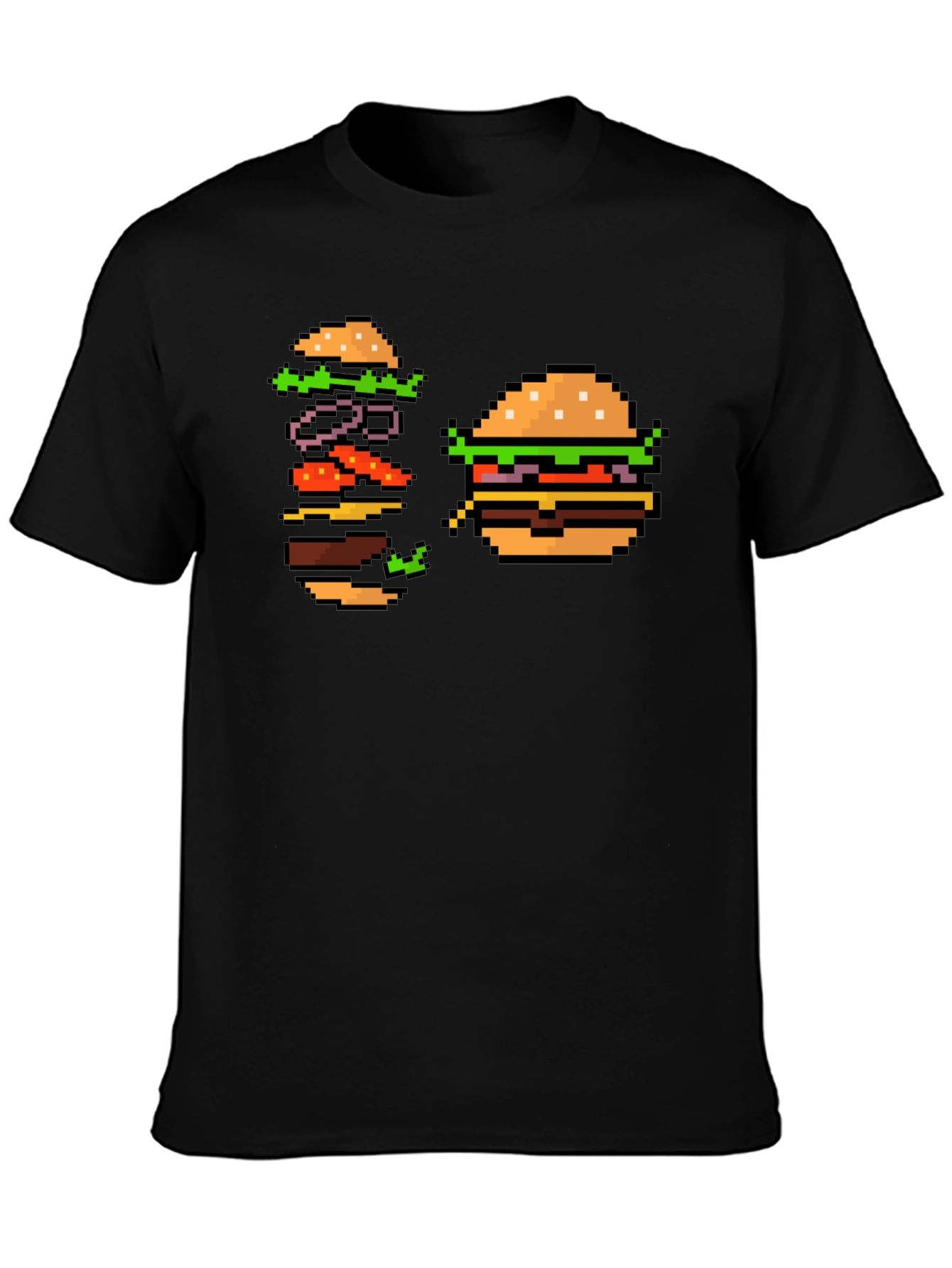 Pixel Burger T-Shirt - Retro Gamer Style!