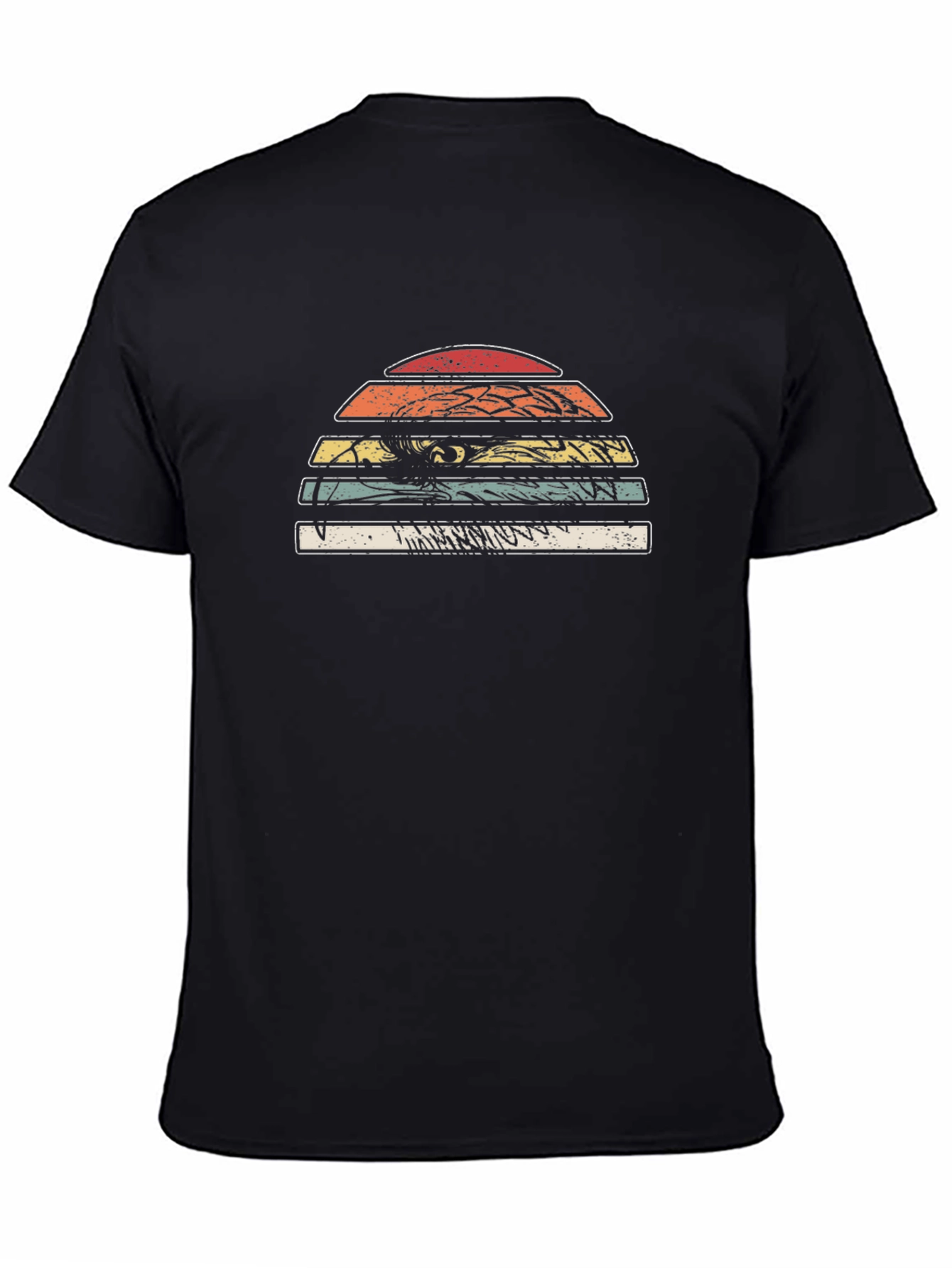 Retro Sunset Graphic Black T-Shirt