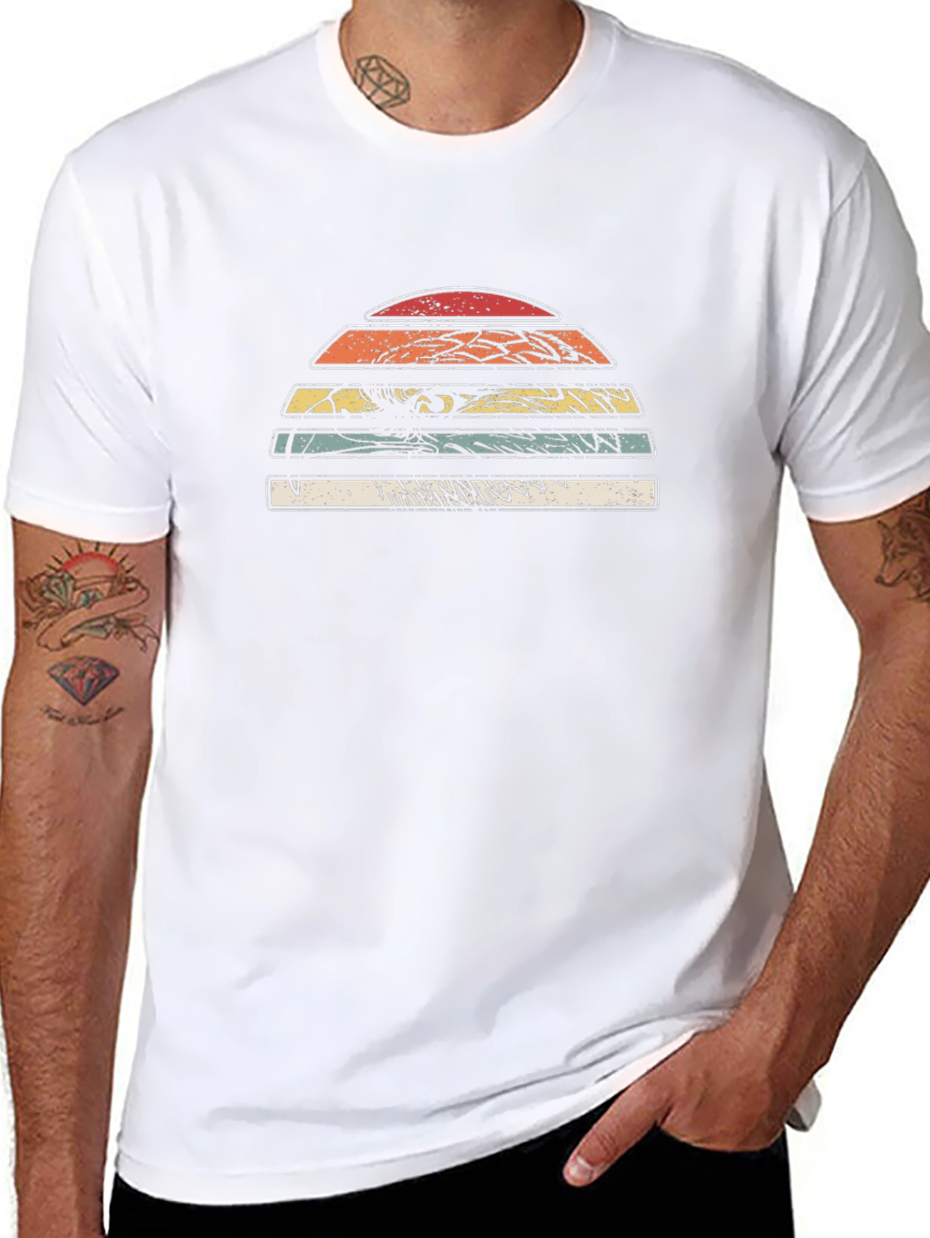 Retro Sunset Graphic Black T-Shirt