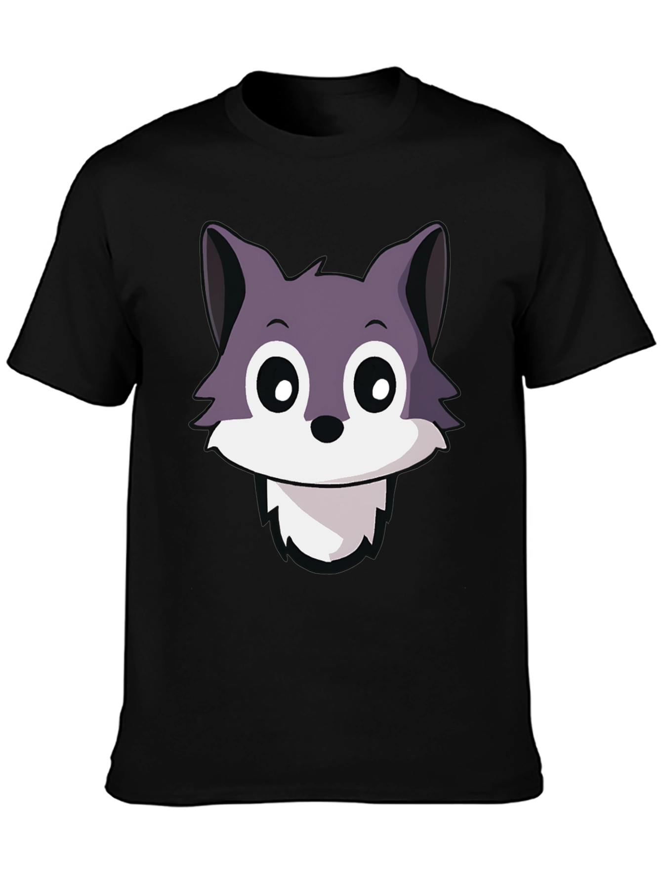 Cute Cartoon Fox Graphic T-Shirt - Black