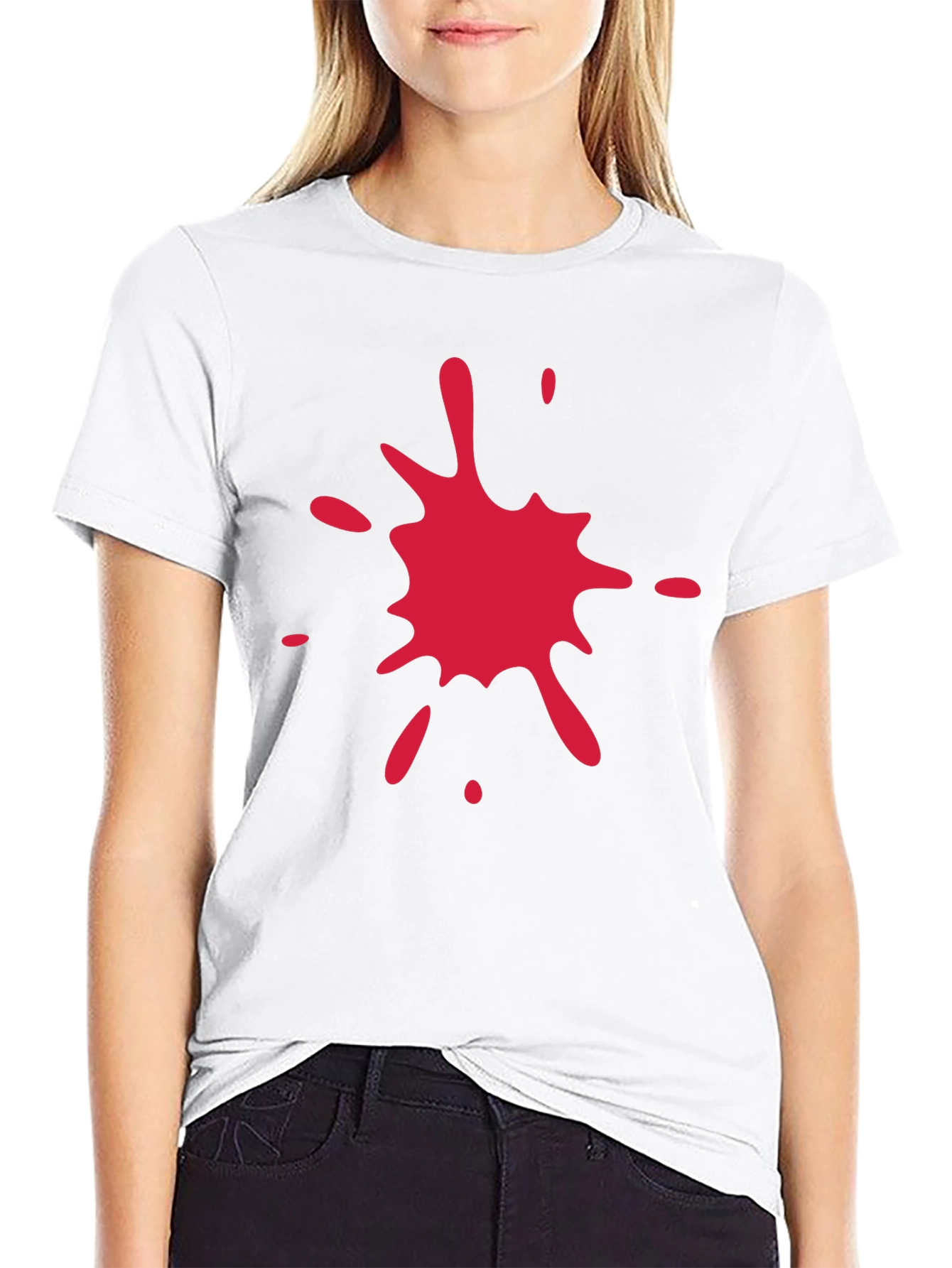 Black T-Shirt with Red Splatter Graphic