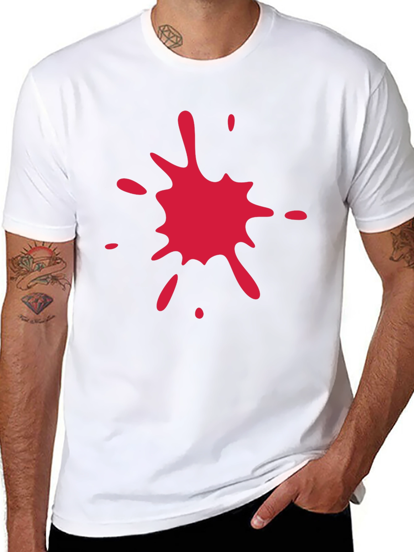 Black T-Shirt with Red Splatter Graphic