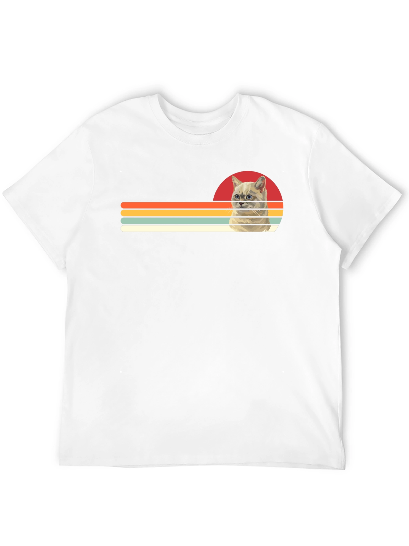 Retro Cat Graphic Tee - Black Cotton T-Shirt