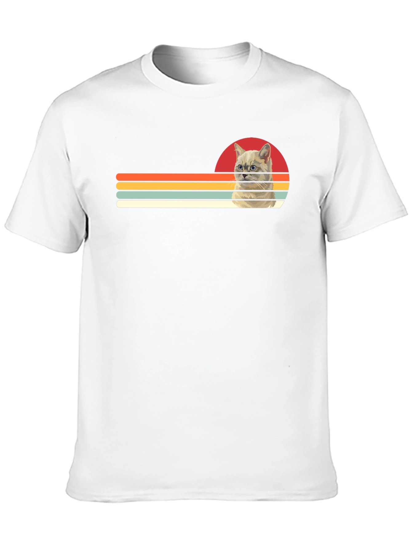 Retro Cat Graphic Tee - Black Cotton T-Shirt