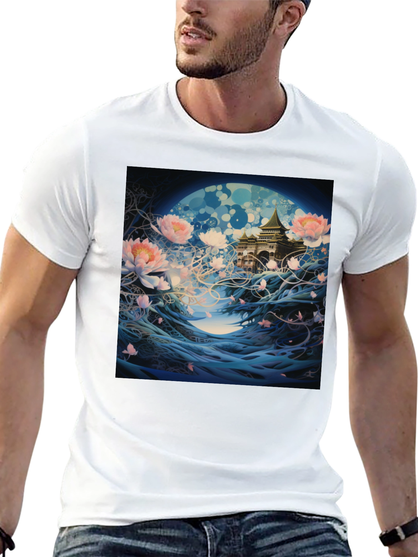 Mystic Bloom T-Shirt - Artistic Lotus Design