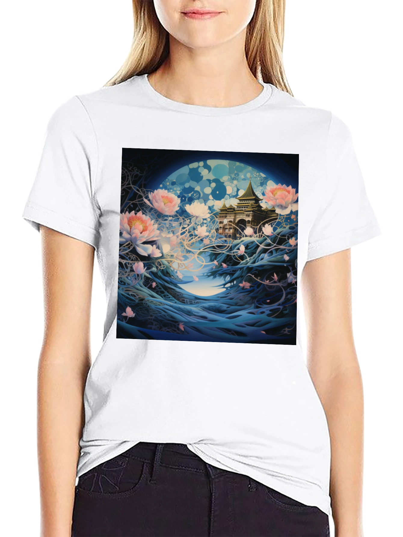Mystic Bloom T-Shirt - Artistic Lotus Design