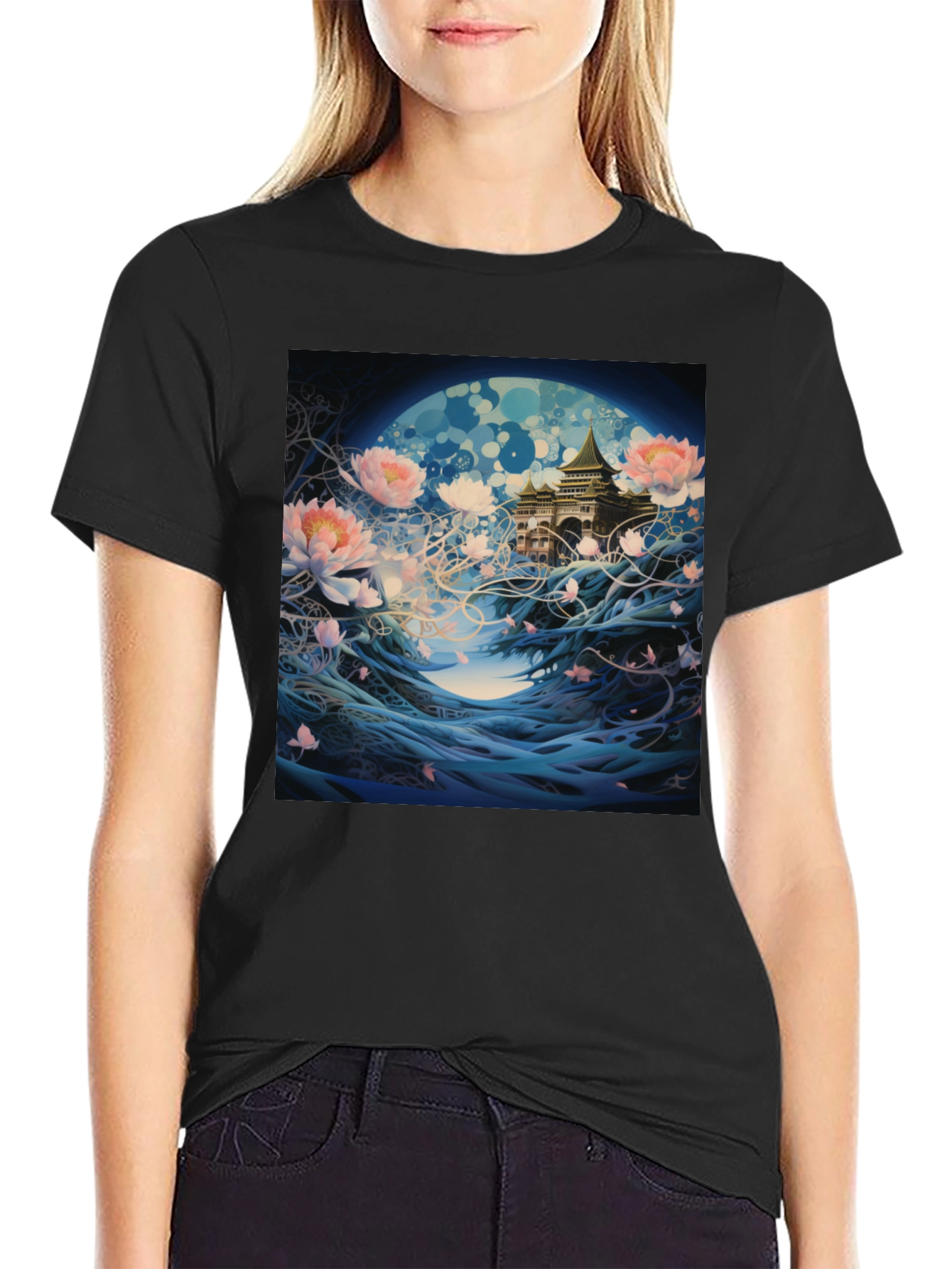Mystic Bloom T-Shirt - Artistic Lotus Design