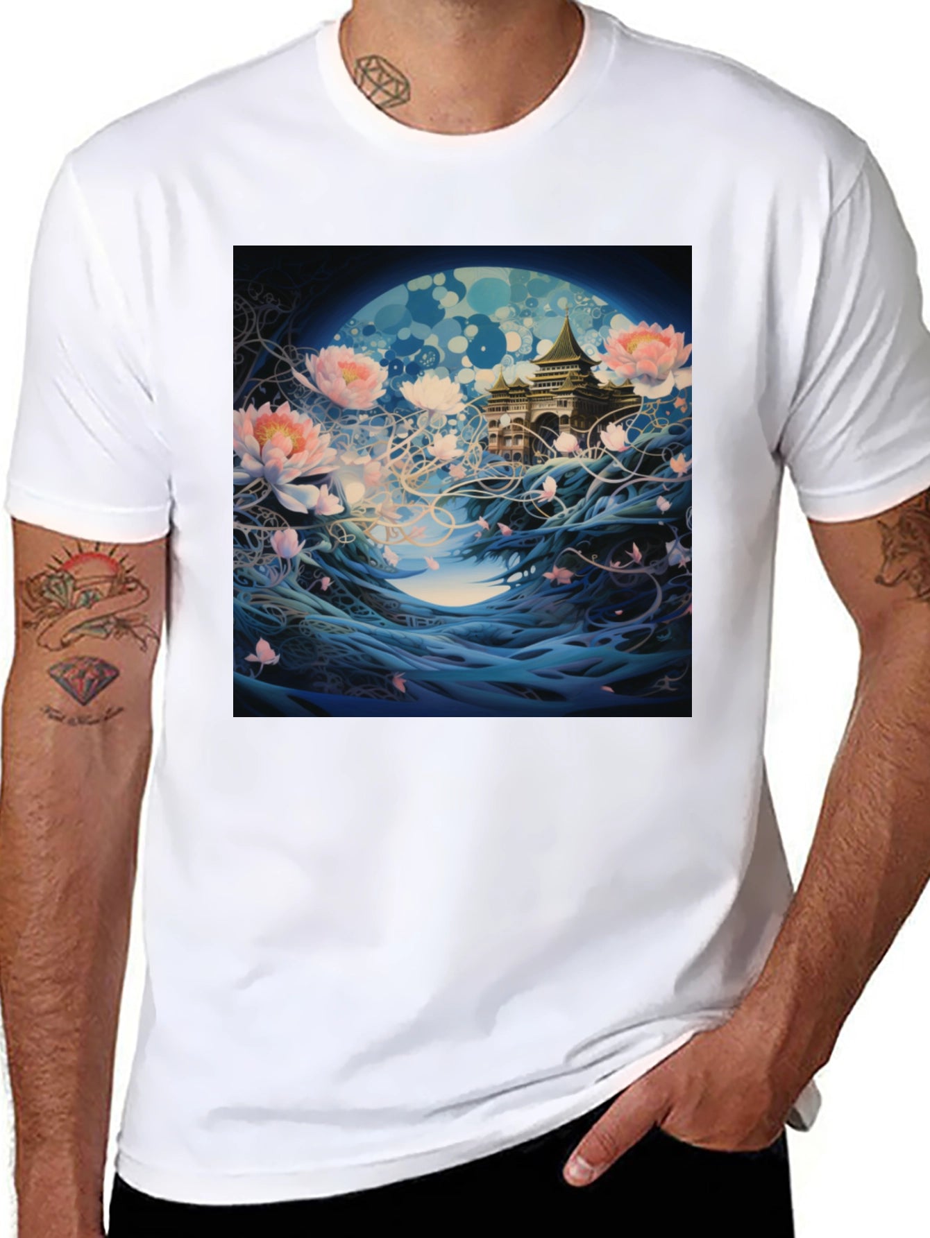 Mystic Bloom T-Shirt - Artistic Lotus Design