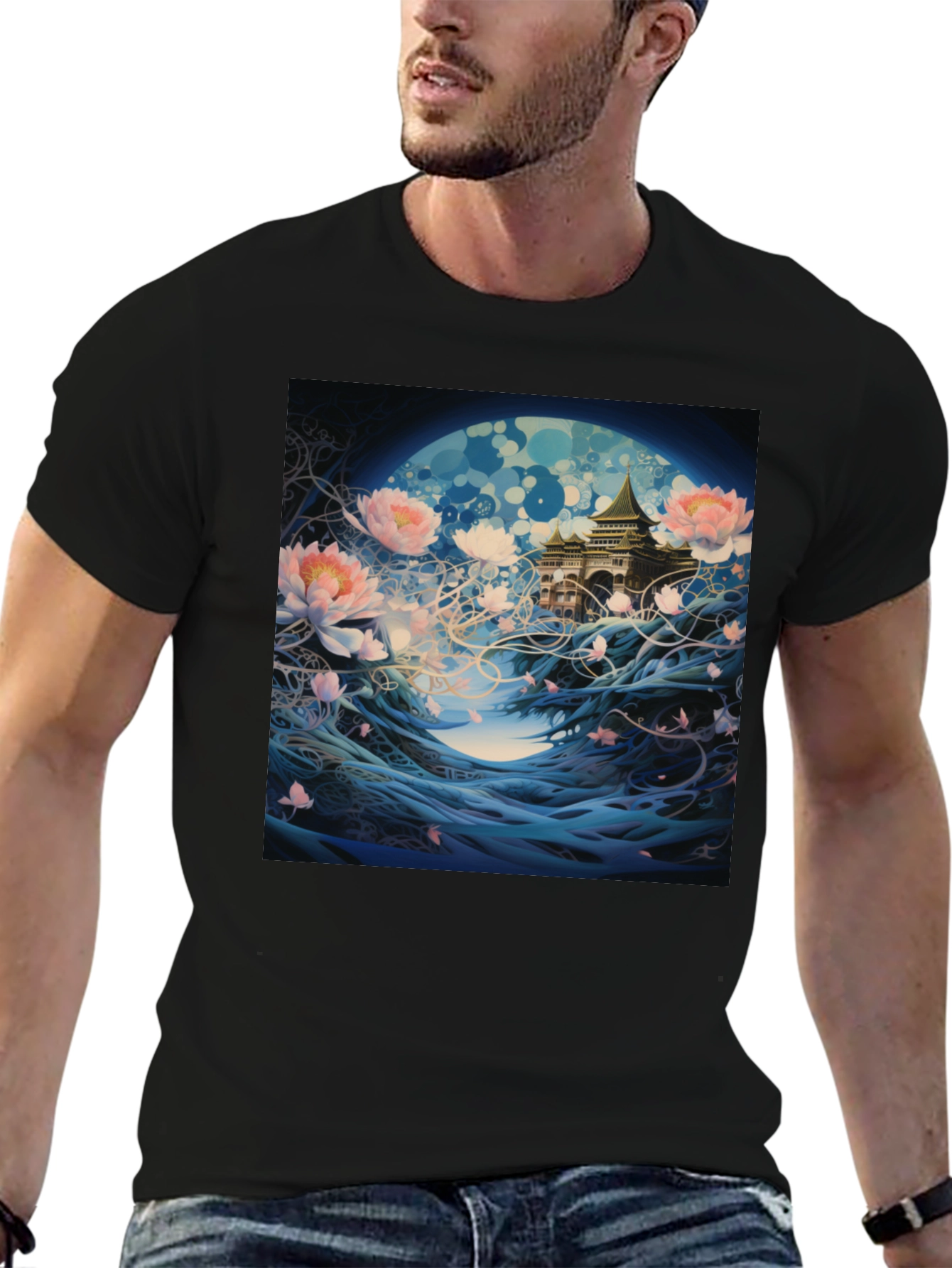 Mystic Bloom T-Shirt - Artistic Lotus Design