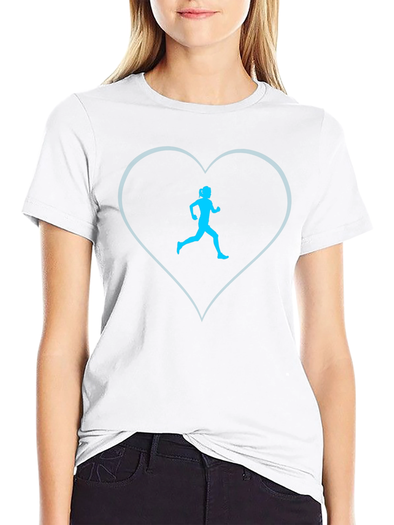 Runner Heart Tee - Black Cotton Blend Graphic T-Shirt