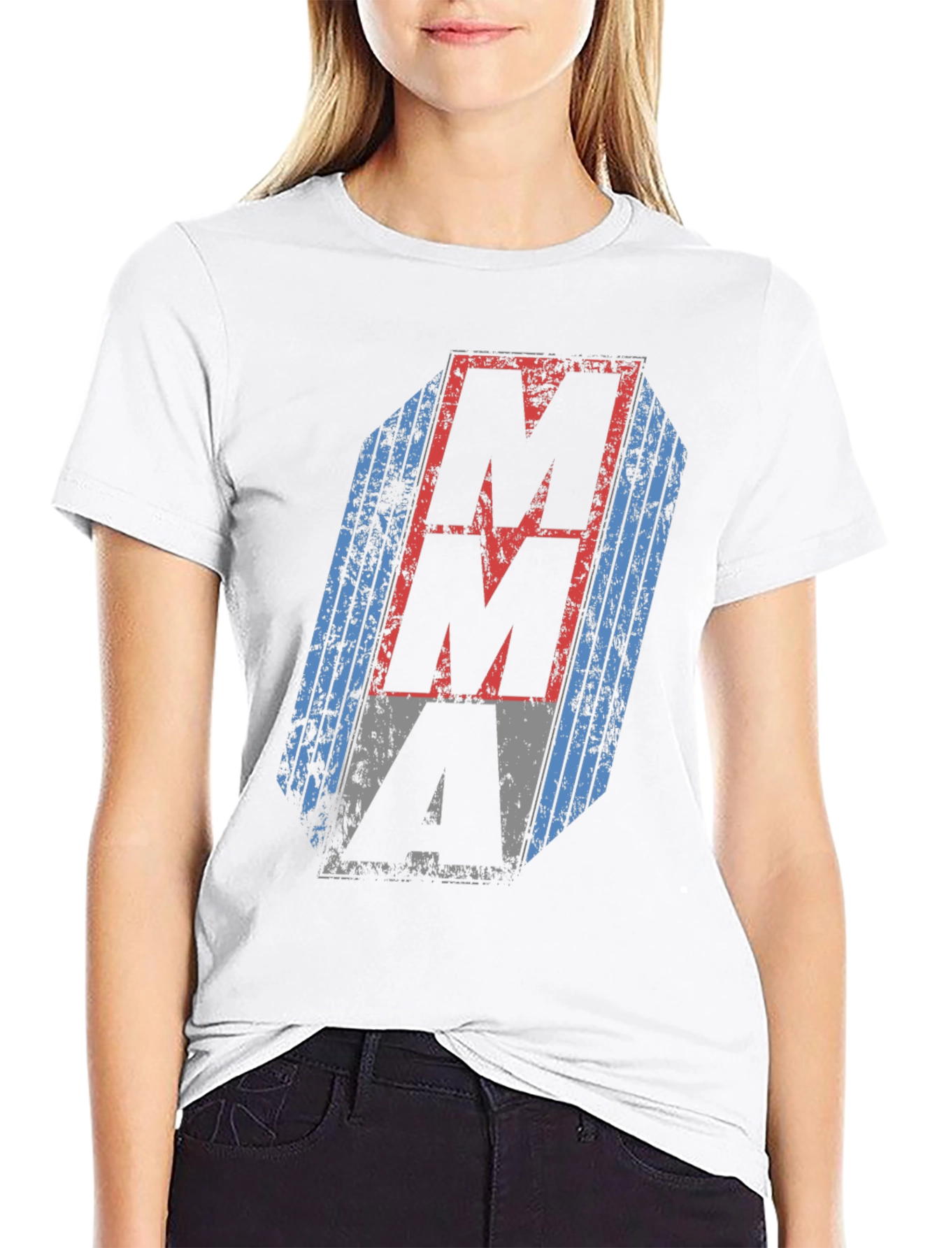 Distressed MMA Graphic Tee - Black