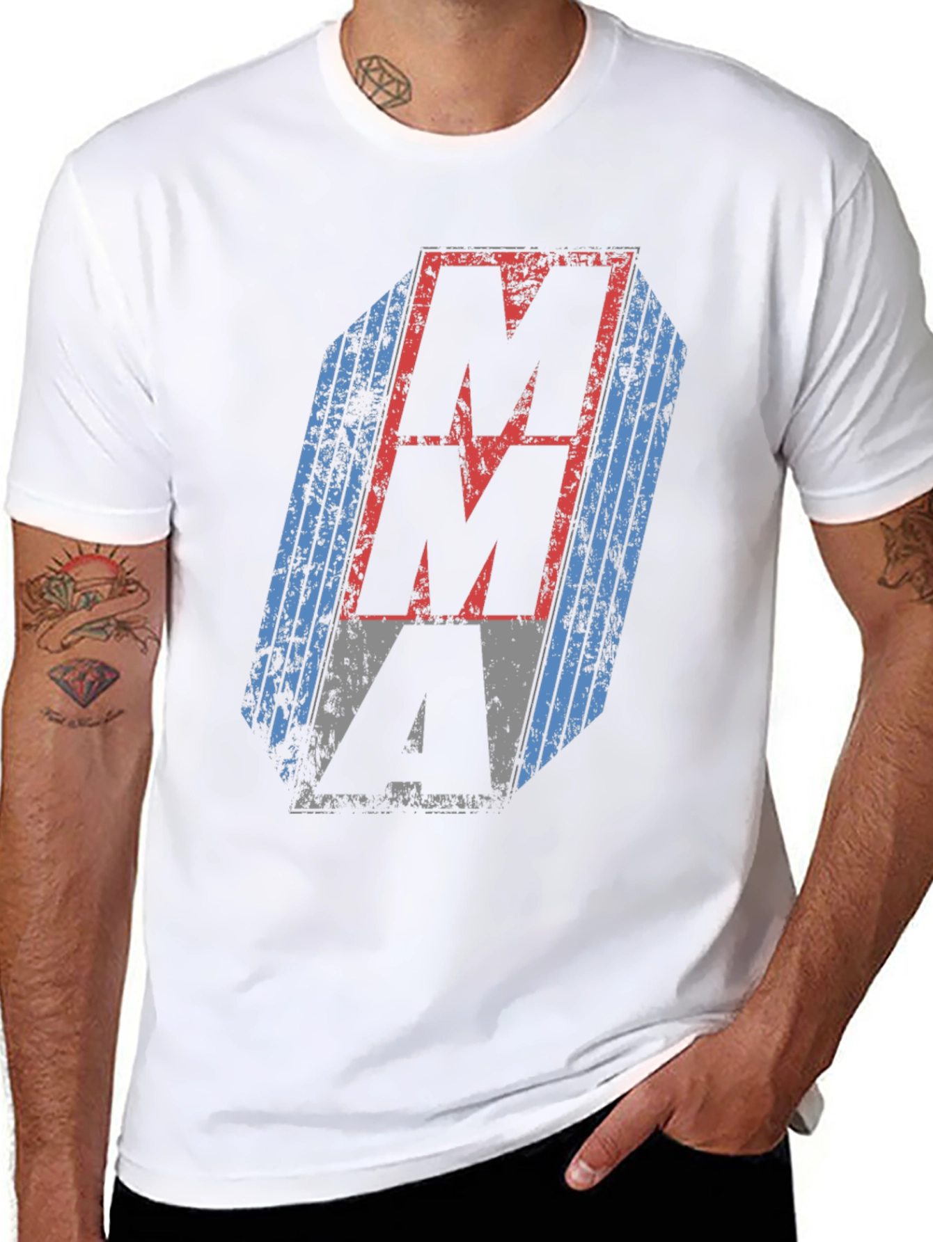 Distressed MMA Graphic Tee - Black