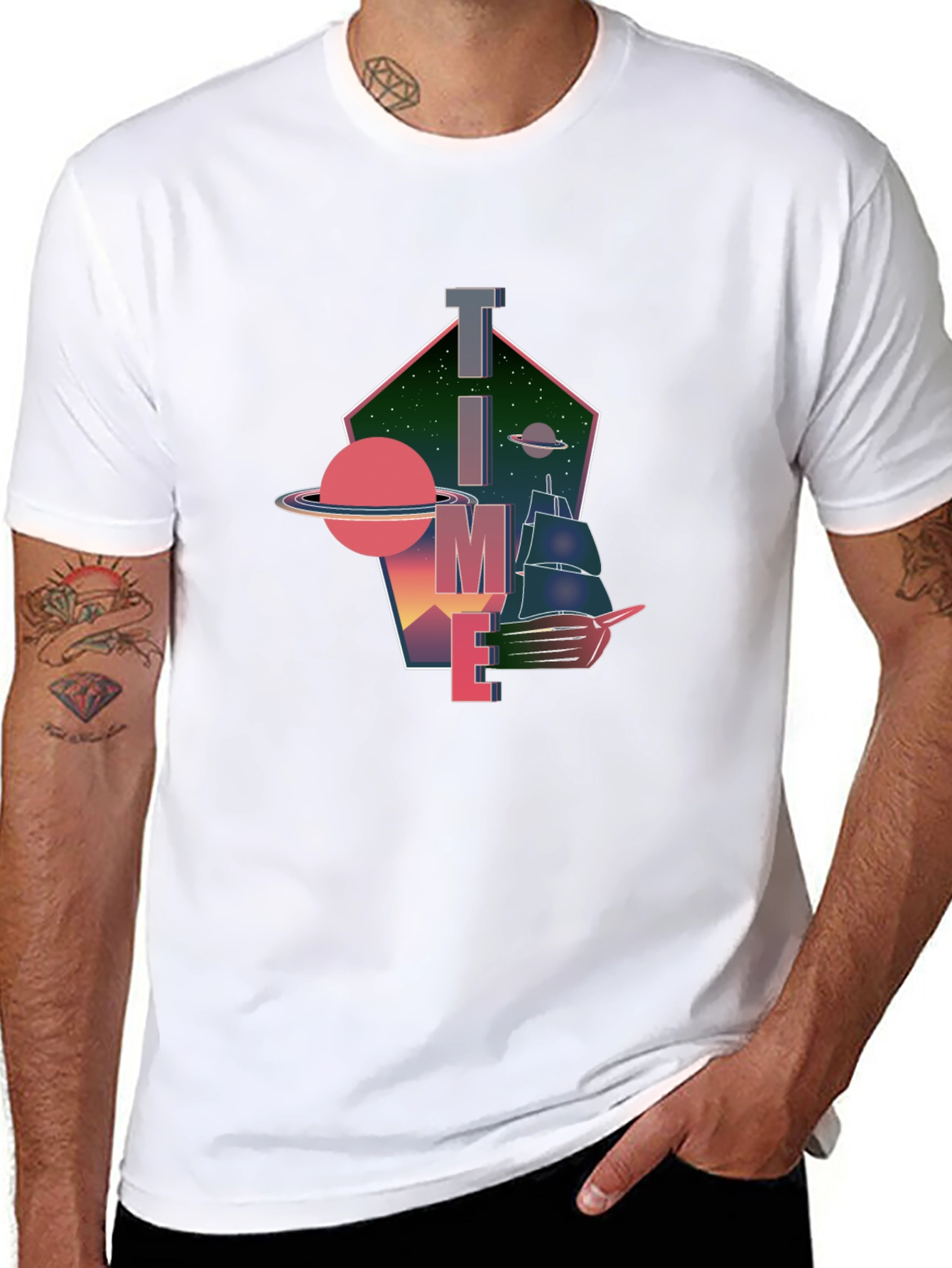 Time & Space Black Graphic Tee