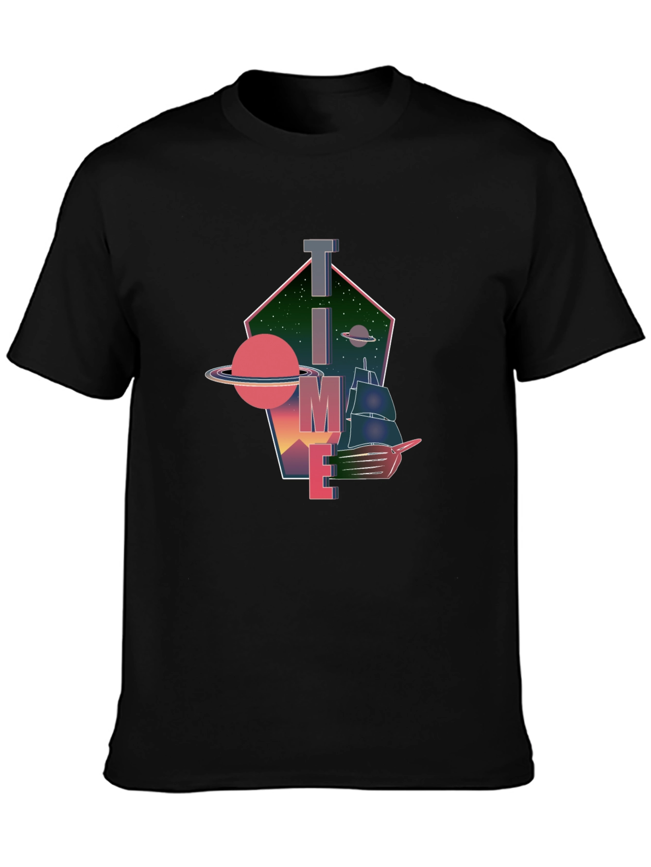 Time & Space Black Graphic Tee