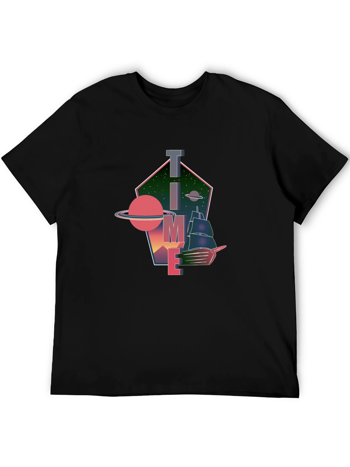 Time & Space Black Graphic Tee