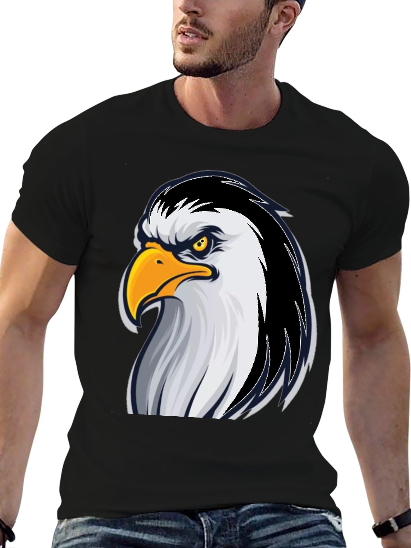 Eagle Graphic Tee - Bold Black Cotton T-Shirt