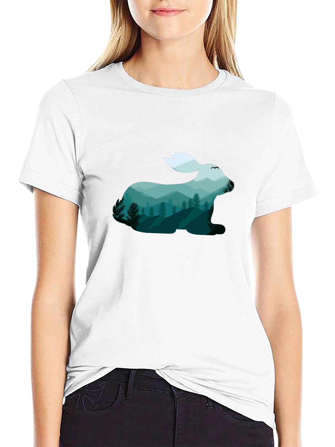 Nature Rabbit Graphic Tee - Soft Cotton Blend
