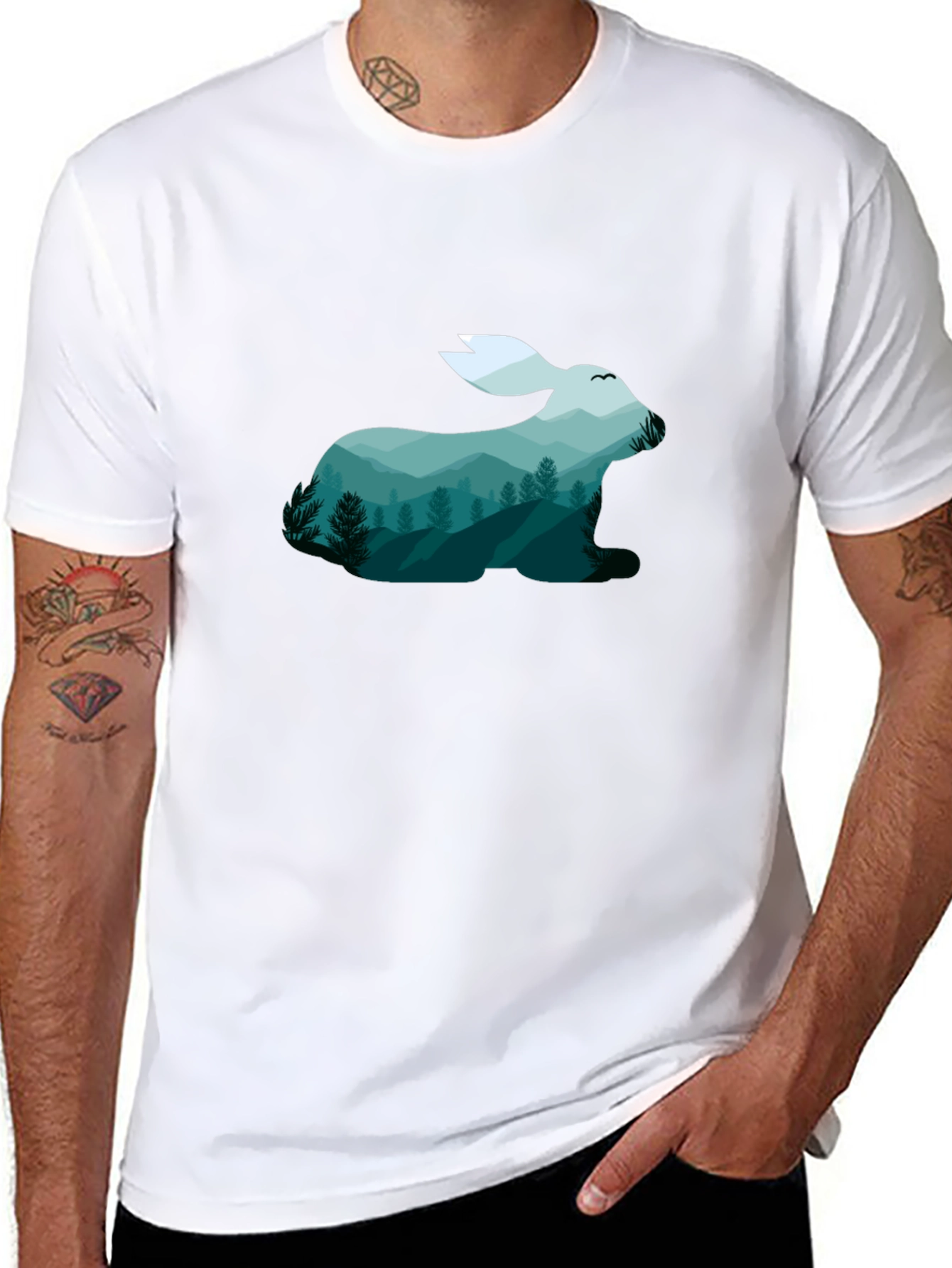 Nature Rabbit Graphic Tee - Soft Cotton Blend