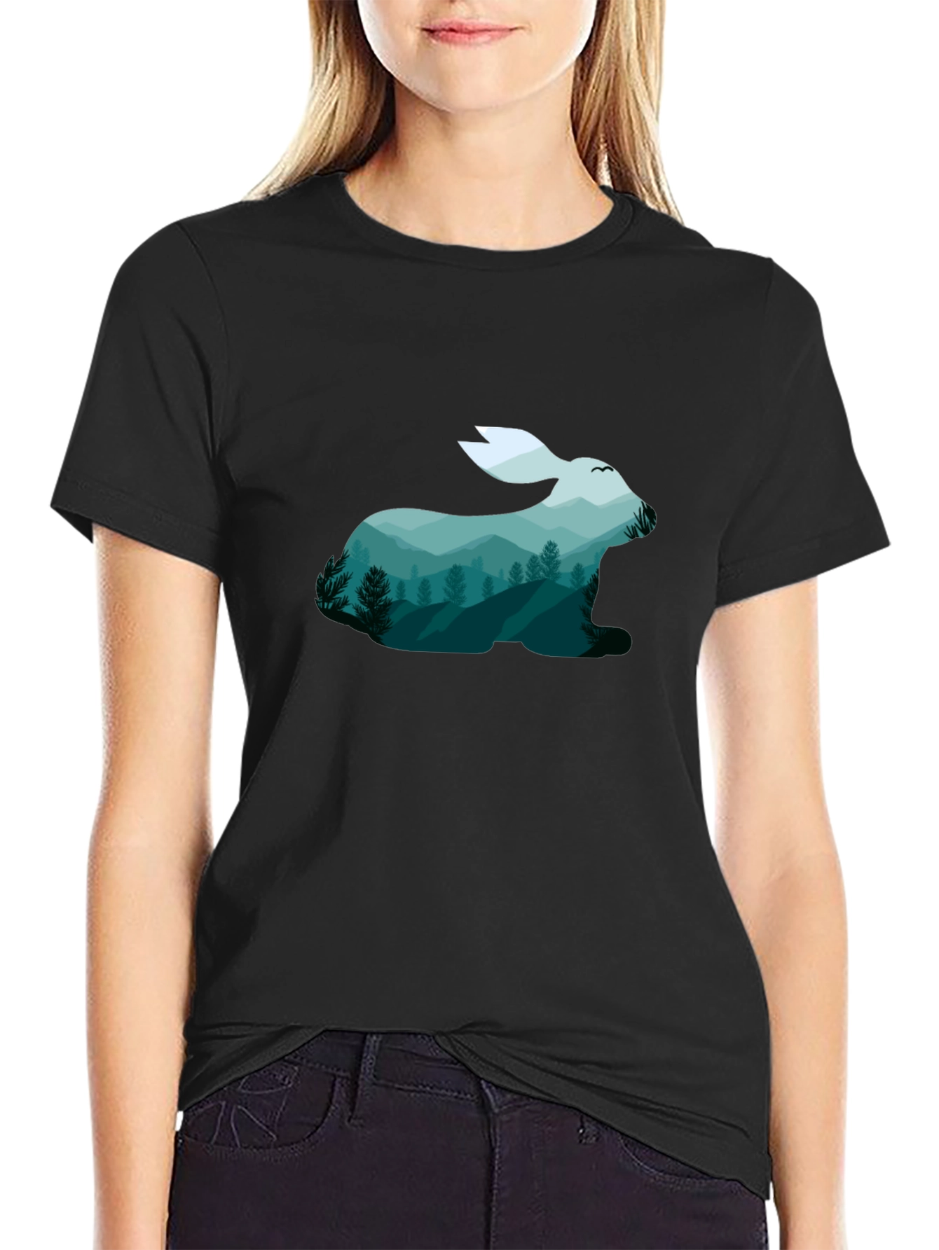 Nature Rabbit Graphic Tee - Soft Cotton Blend