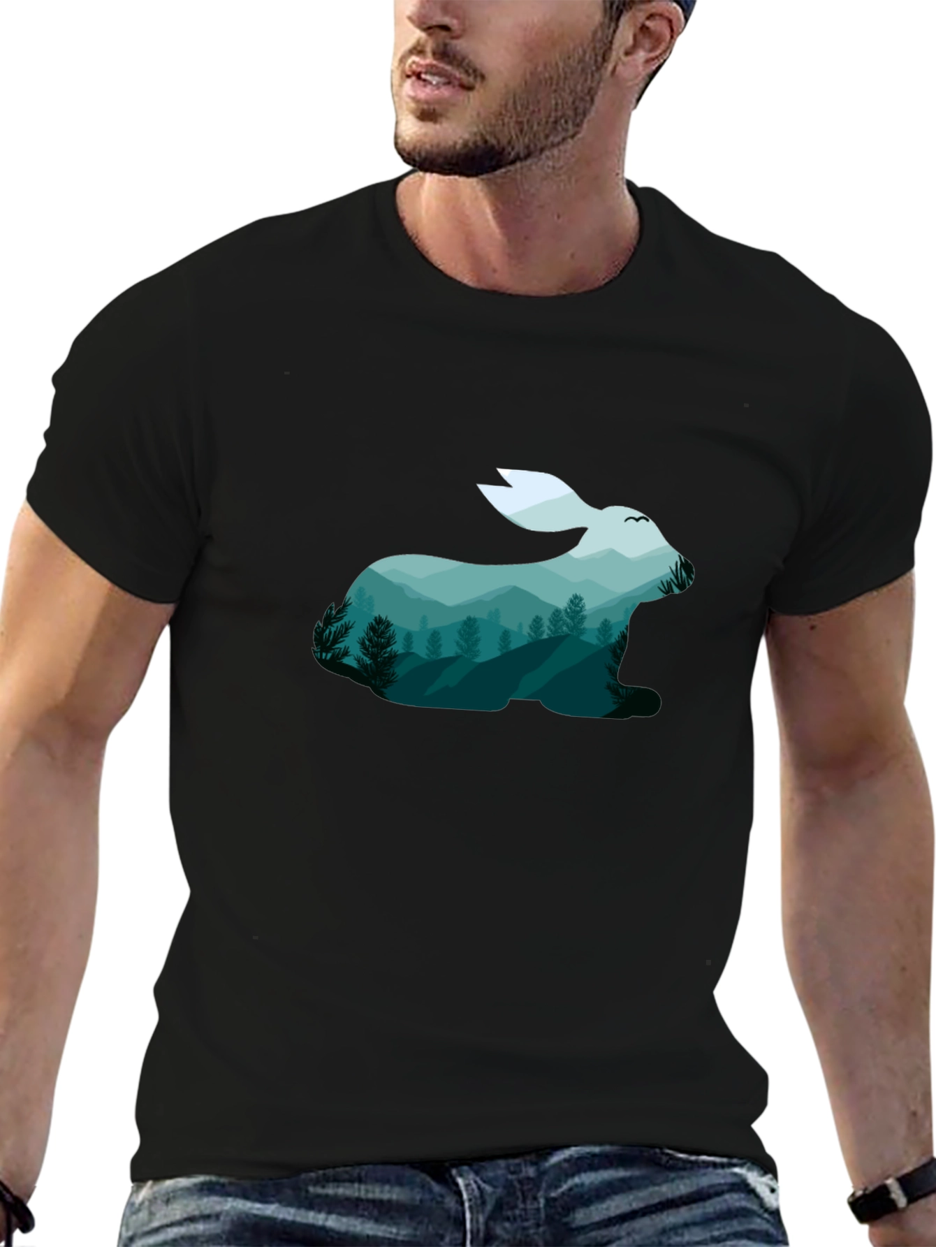 Nature Rabbit Graphic Tee - Soft Cotton Blend