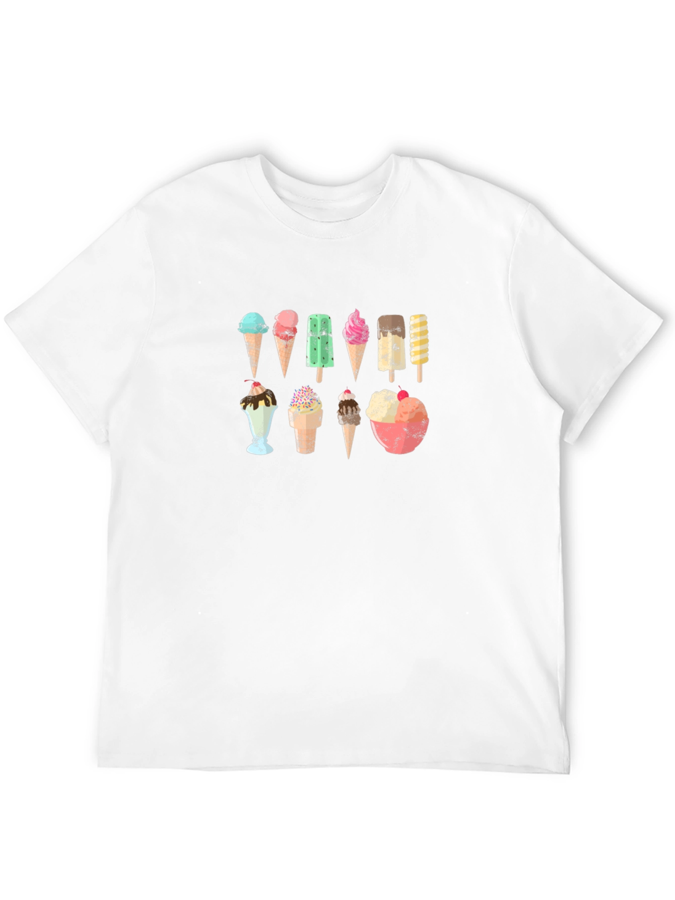 Ice Cream Print Black T-Shirt