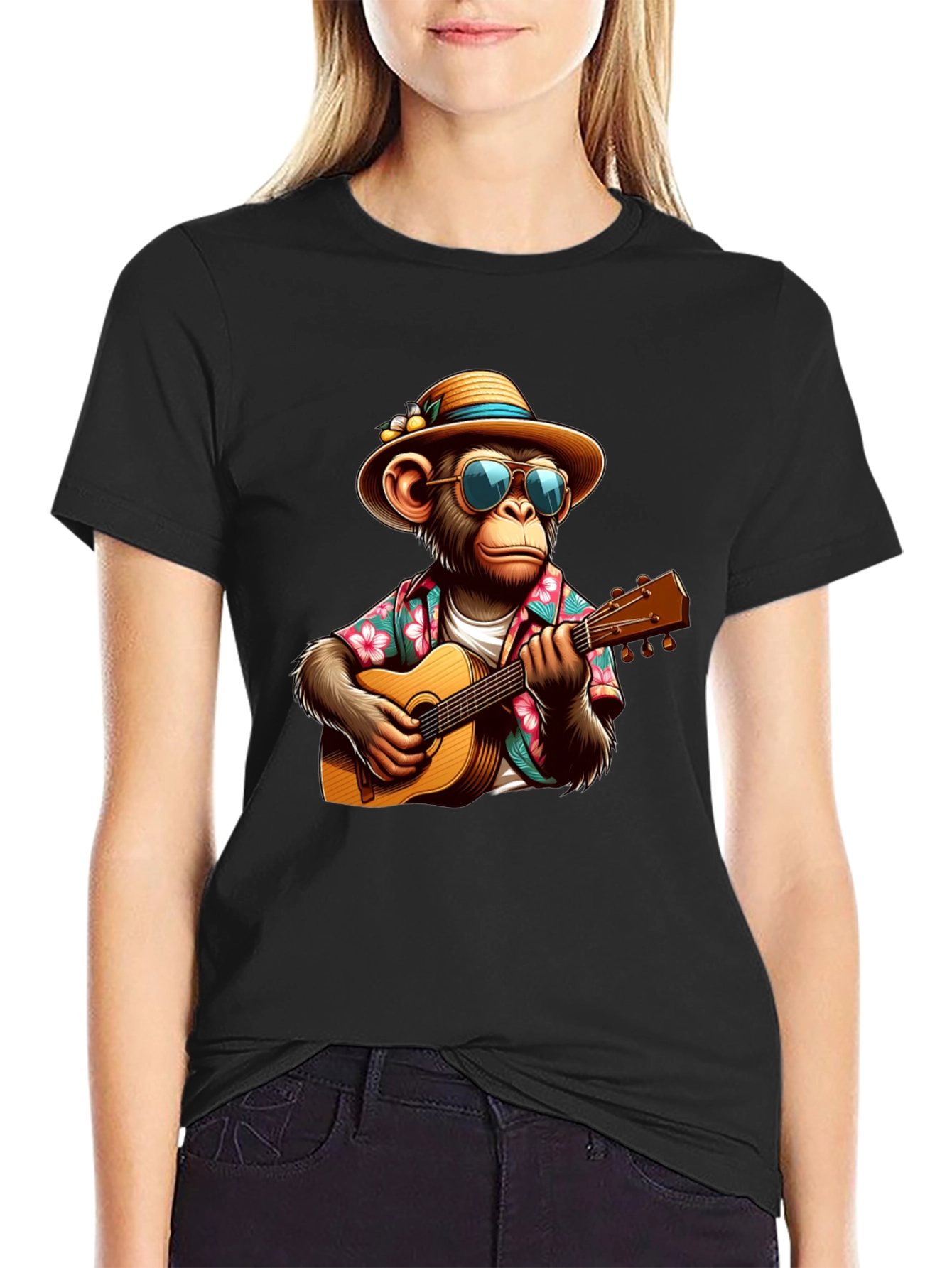 Monkey Guitarist Graphic Tee - Casual & Fun