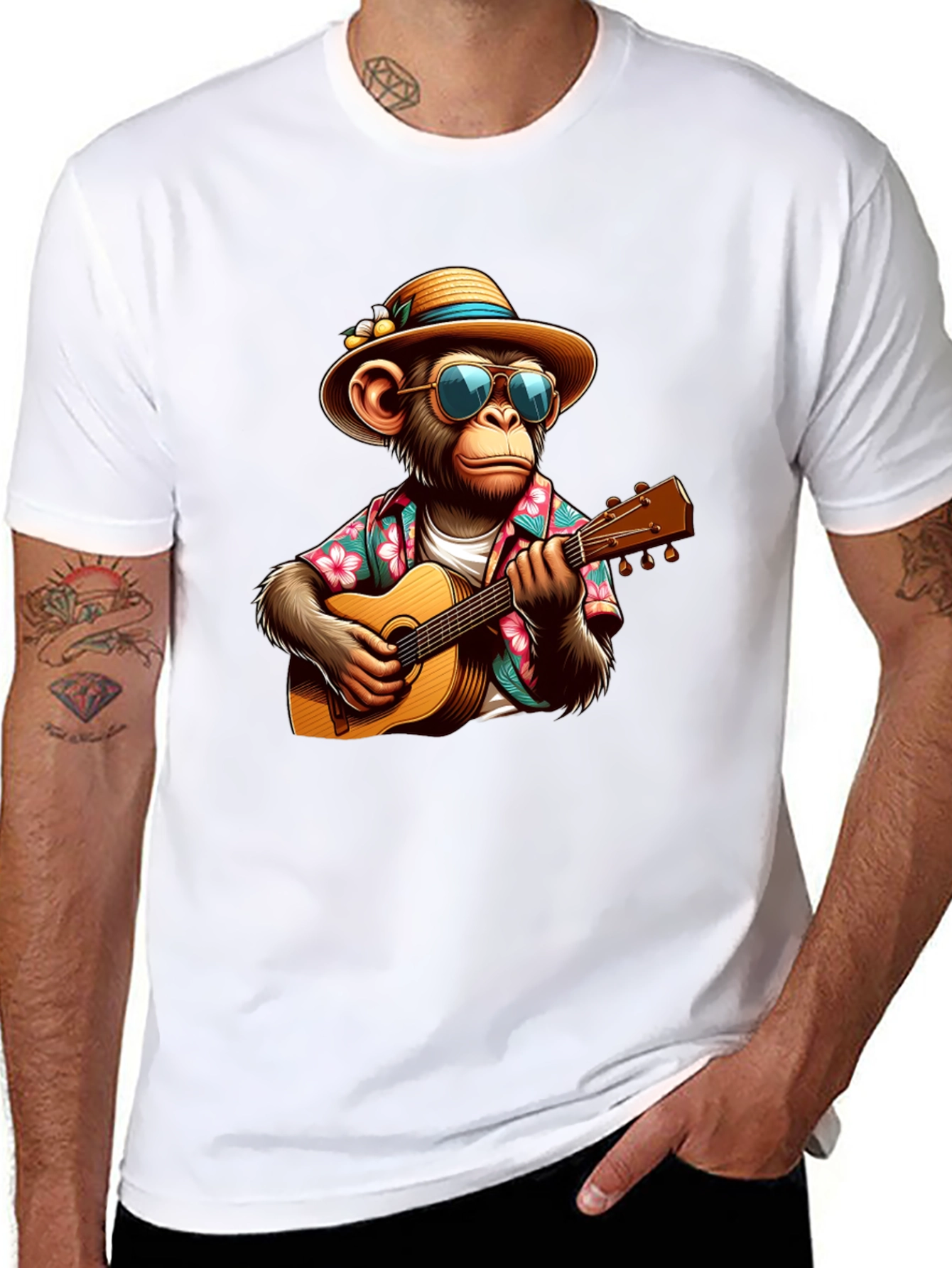 Monkey Guitarist Graphic Tee - Casual & Fun