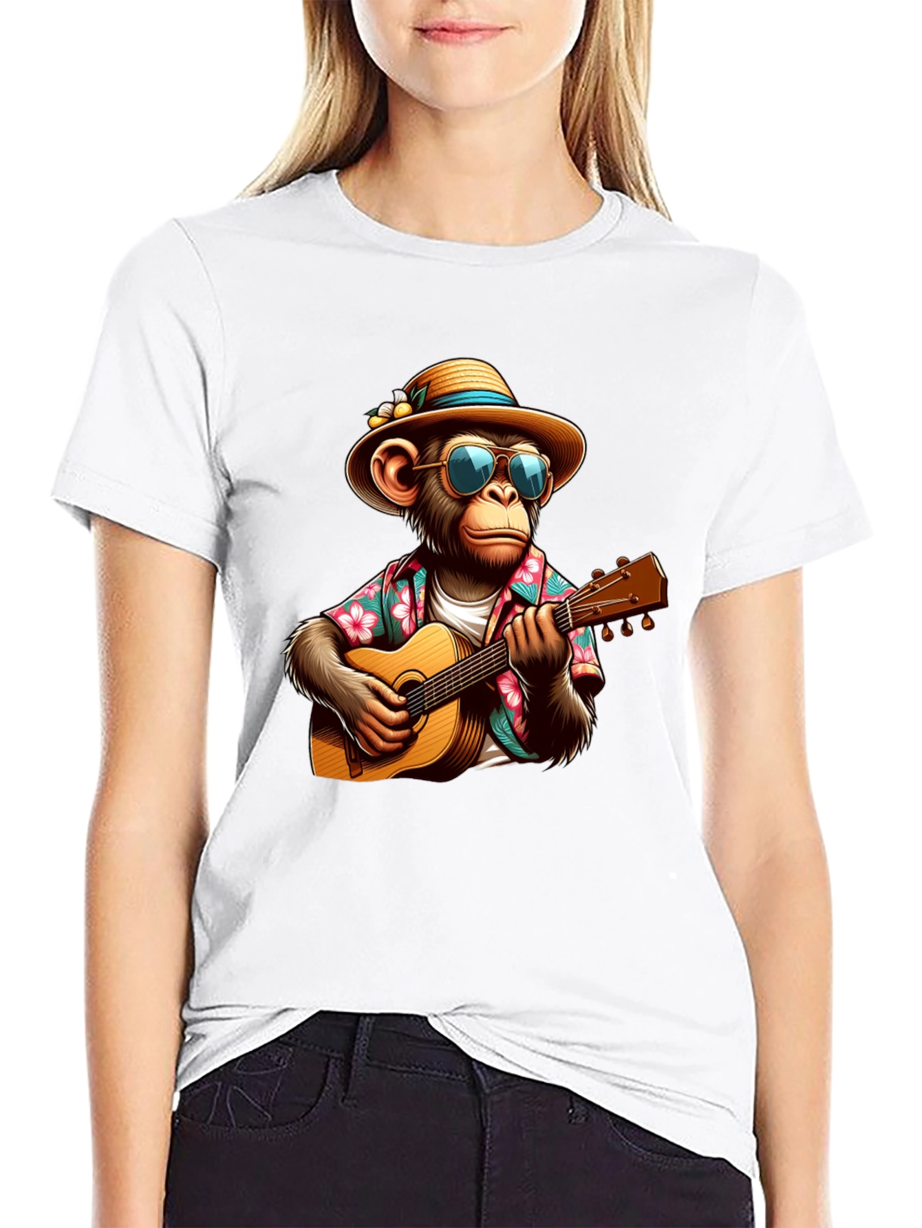 Monkey Guitarist Graphic Tee - Casual & Fun