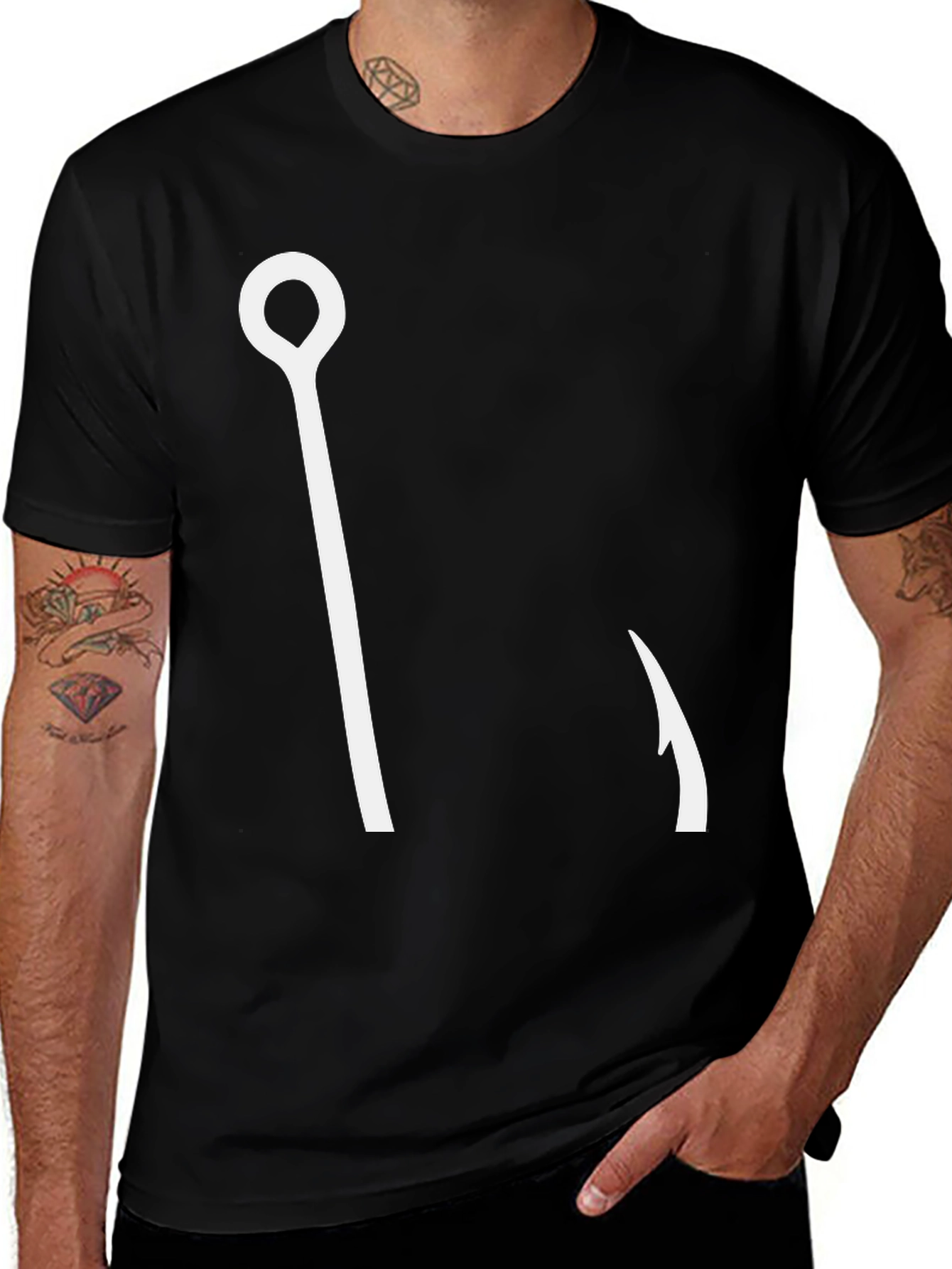 Fishing Hook Graphic Tee - Casual Style