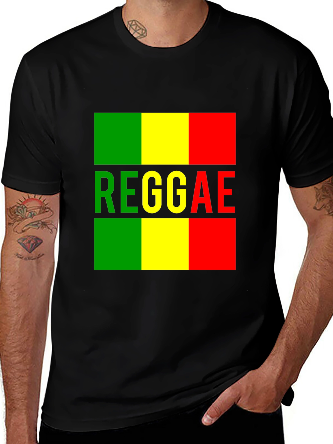Reggae T-Shirt - Black Green Yellow Red