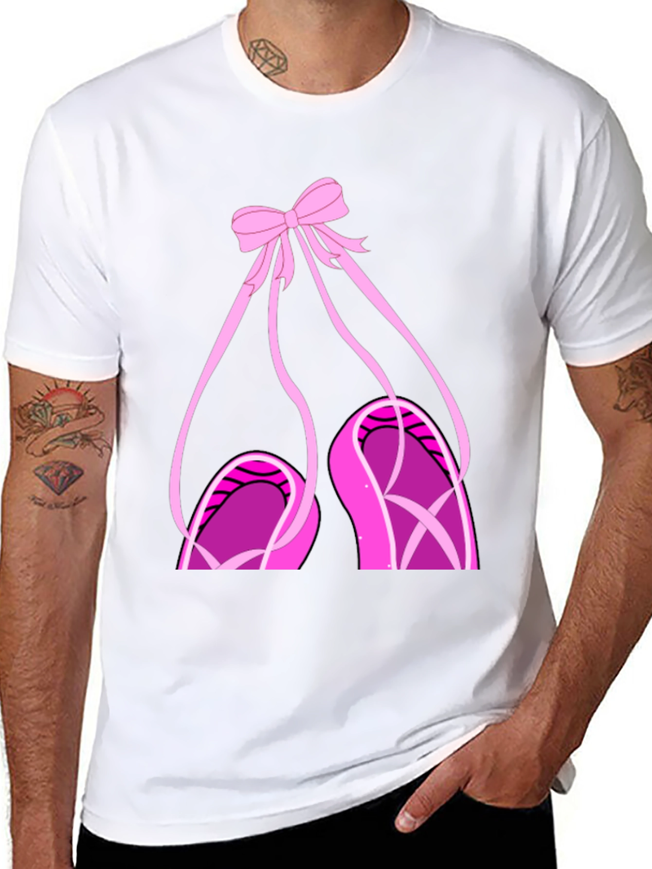Ballet Shoes Graphic T-Shirt - Pink Bow and Slippers