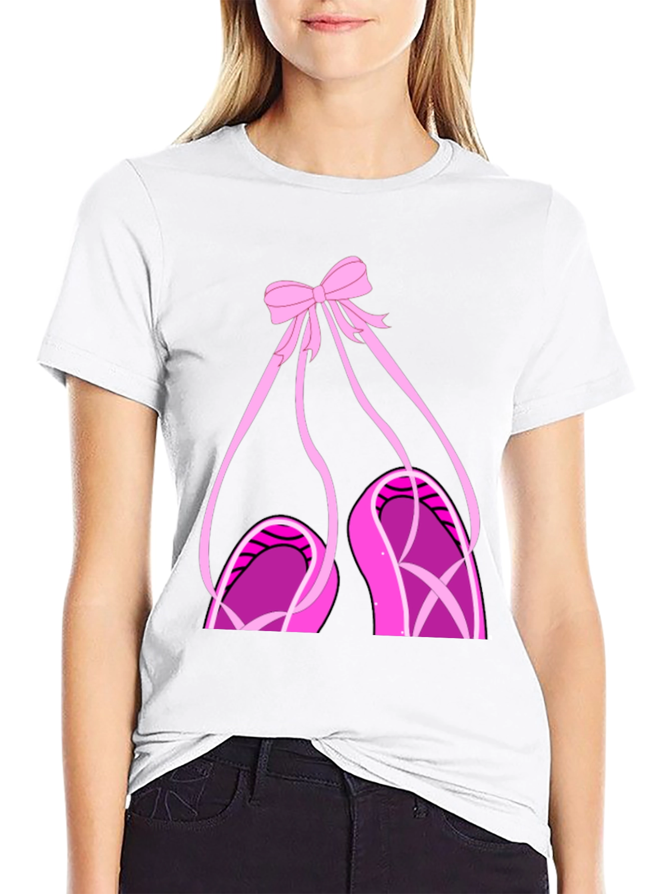 Ballet Shoes Graphic T-Shirt - Pink Bow and Slippers