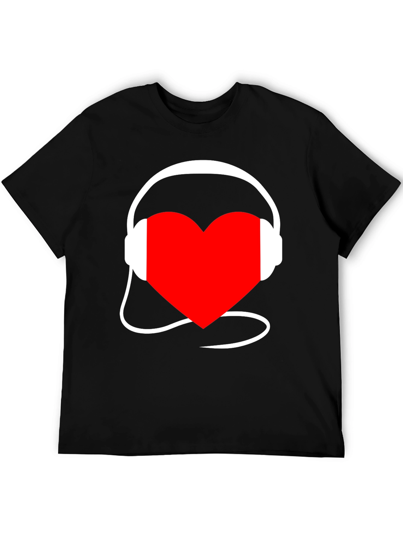 Heart Music Headphones Black T-Shirt