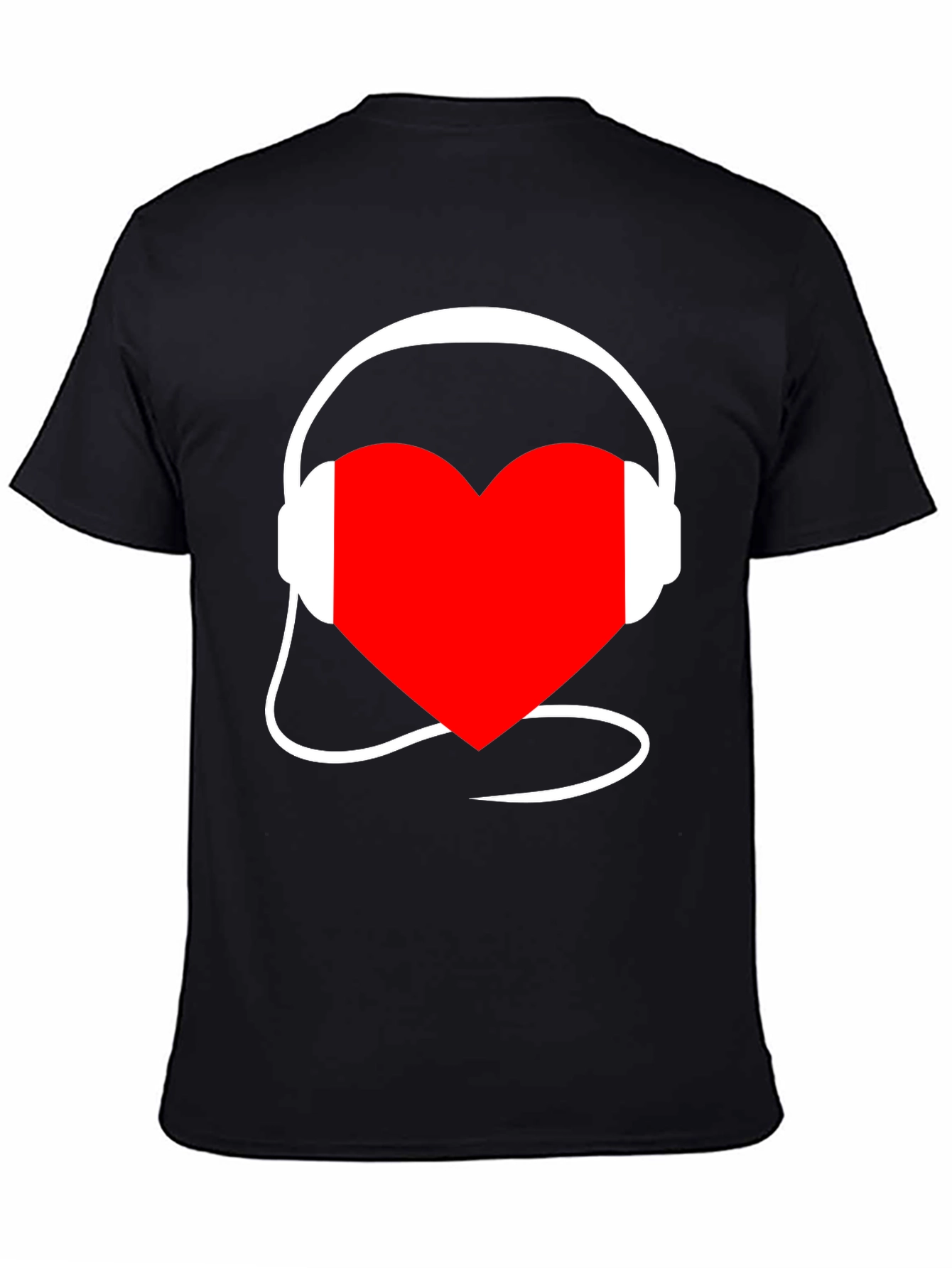 Heart Music Headphones Black T-Shirt