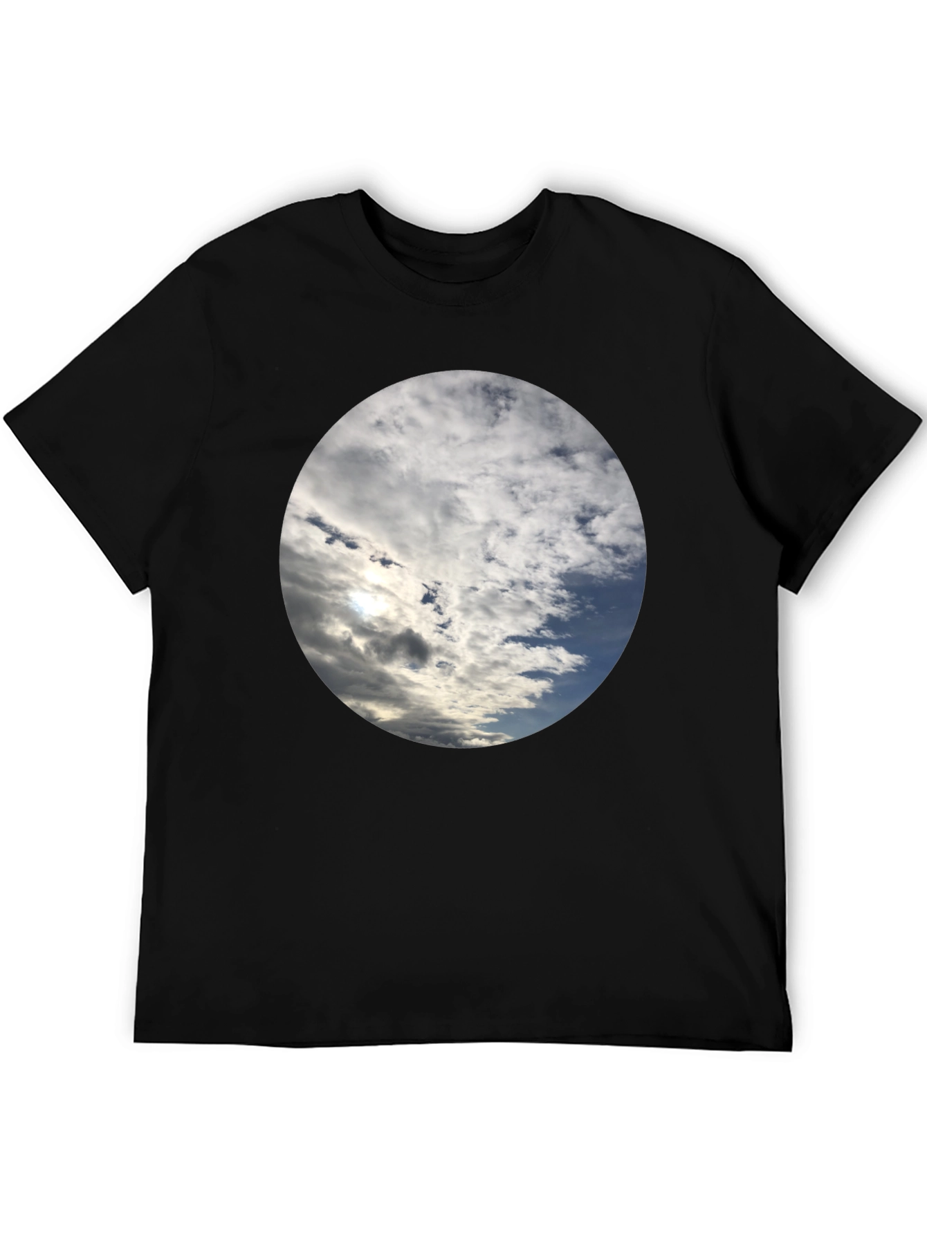 Sky Cloud Circle Graphic Tee - Black Cotton Blend