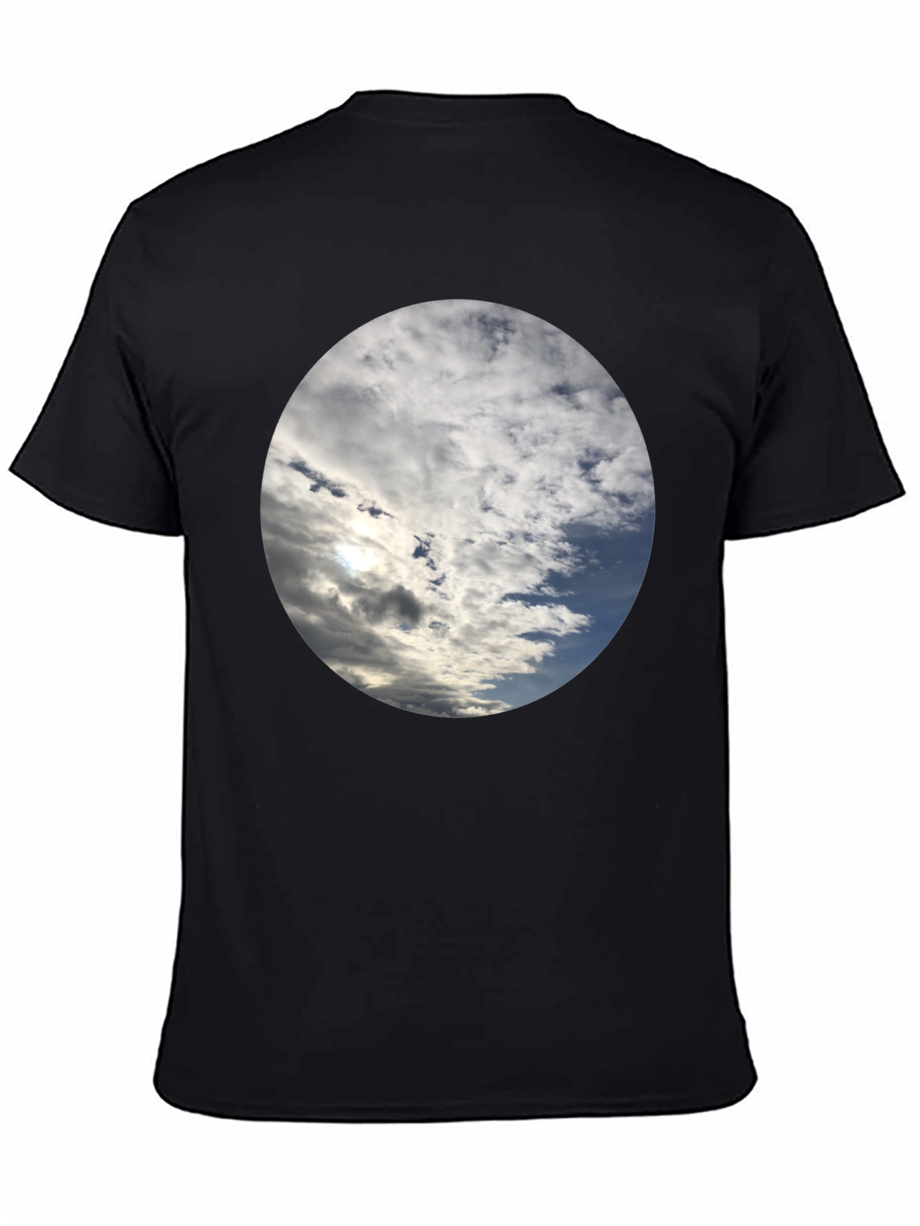 Sky Cloud Circle Graphic Tee - Black Cotton Blend