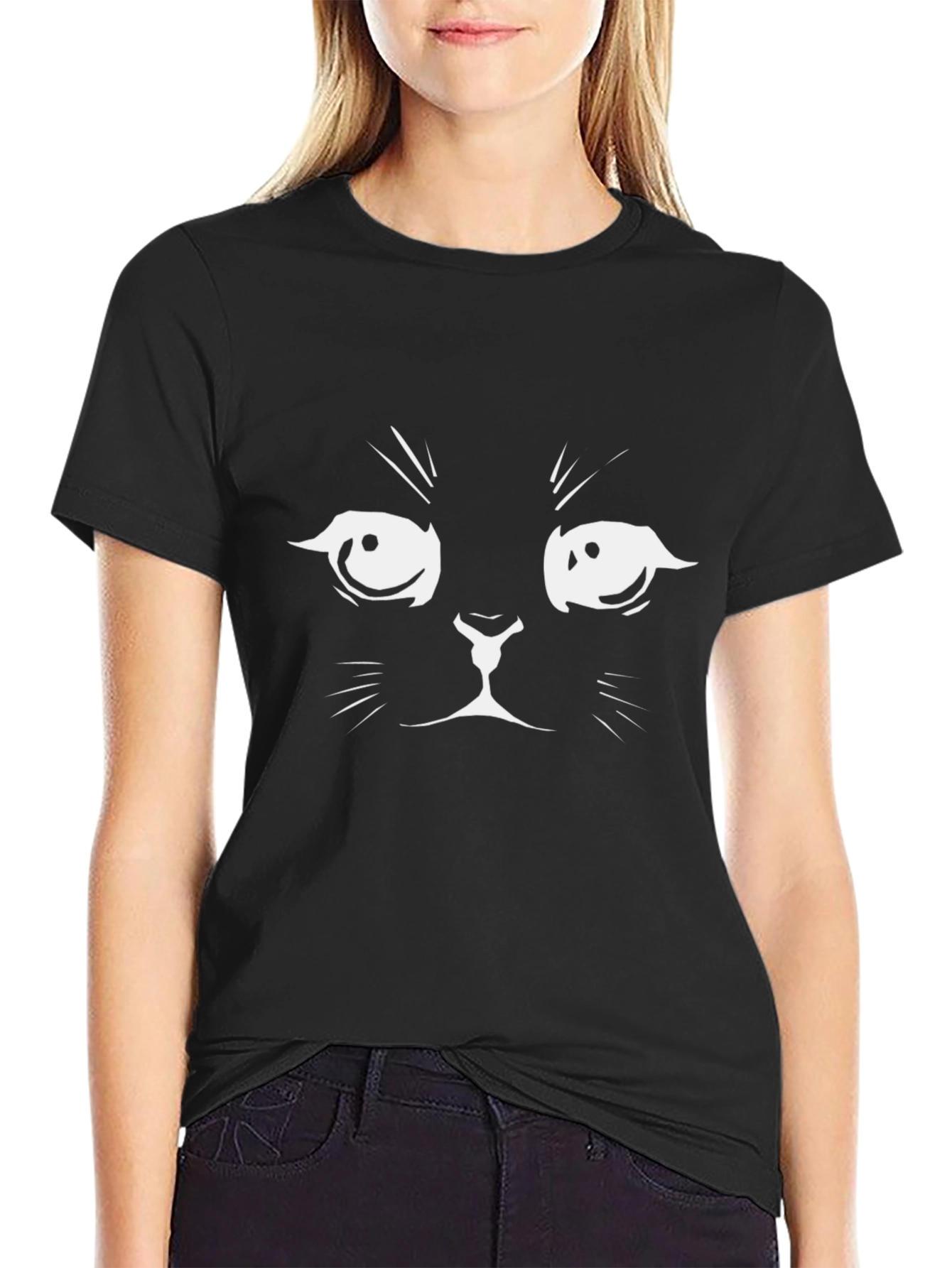 Grumpy Cat Face T-Shirt - Black Cotton Tee