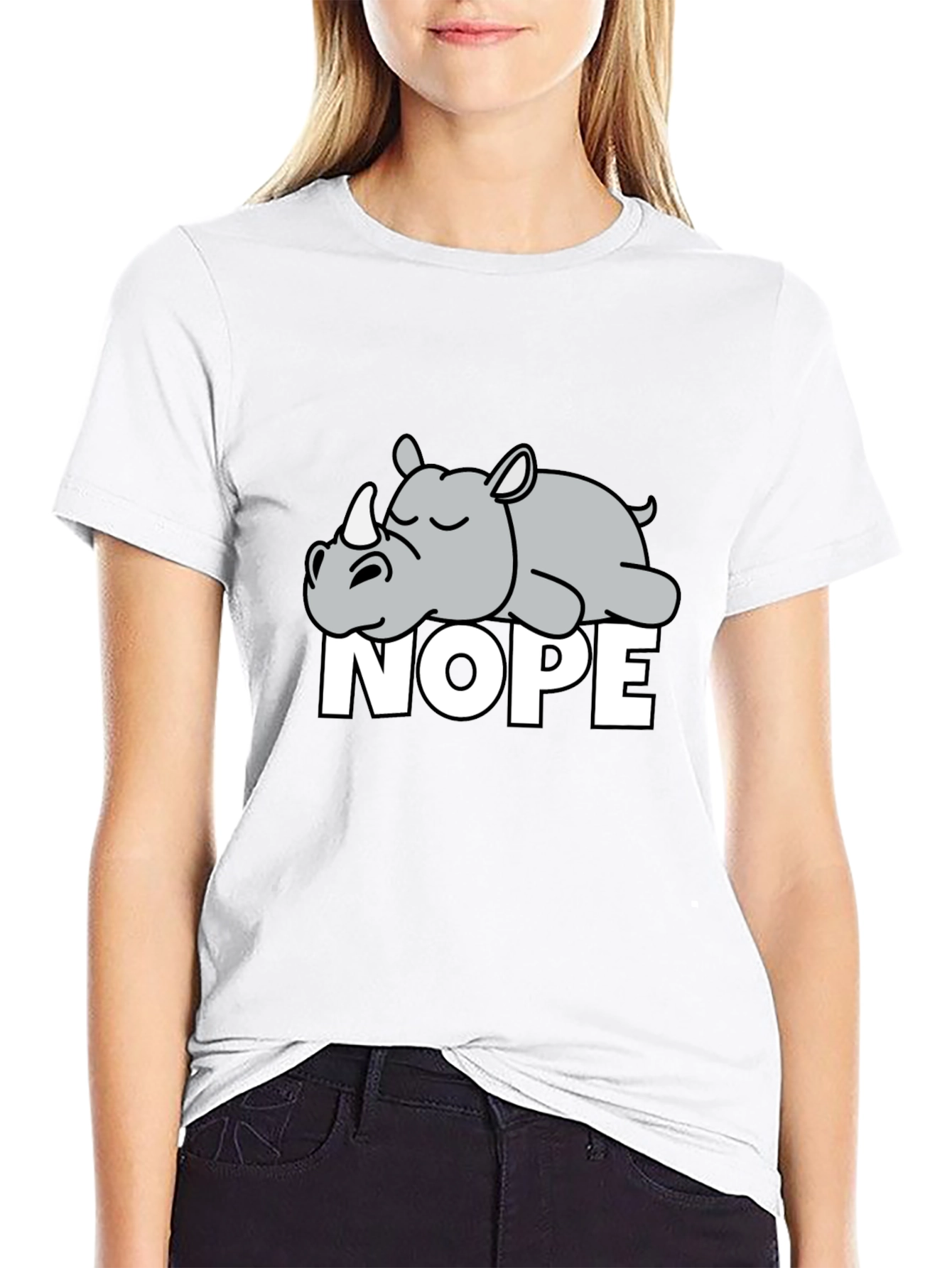 Nope Rhino Tee - Funny Graphic T-Shirt