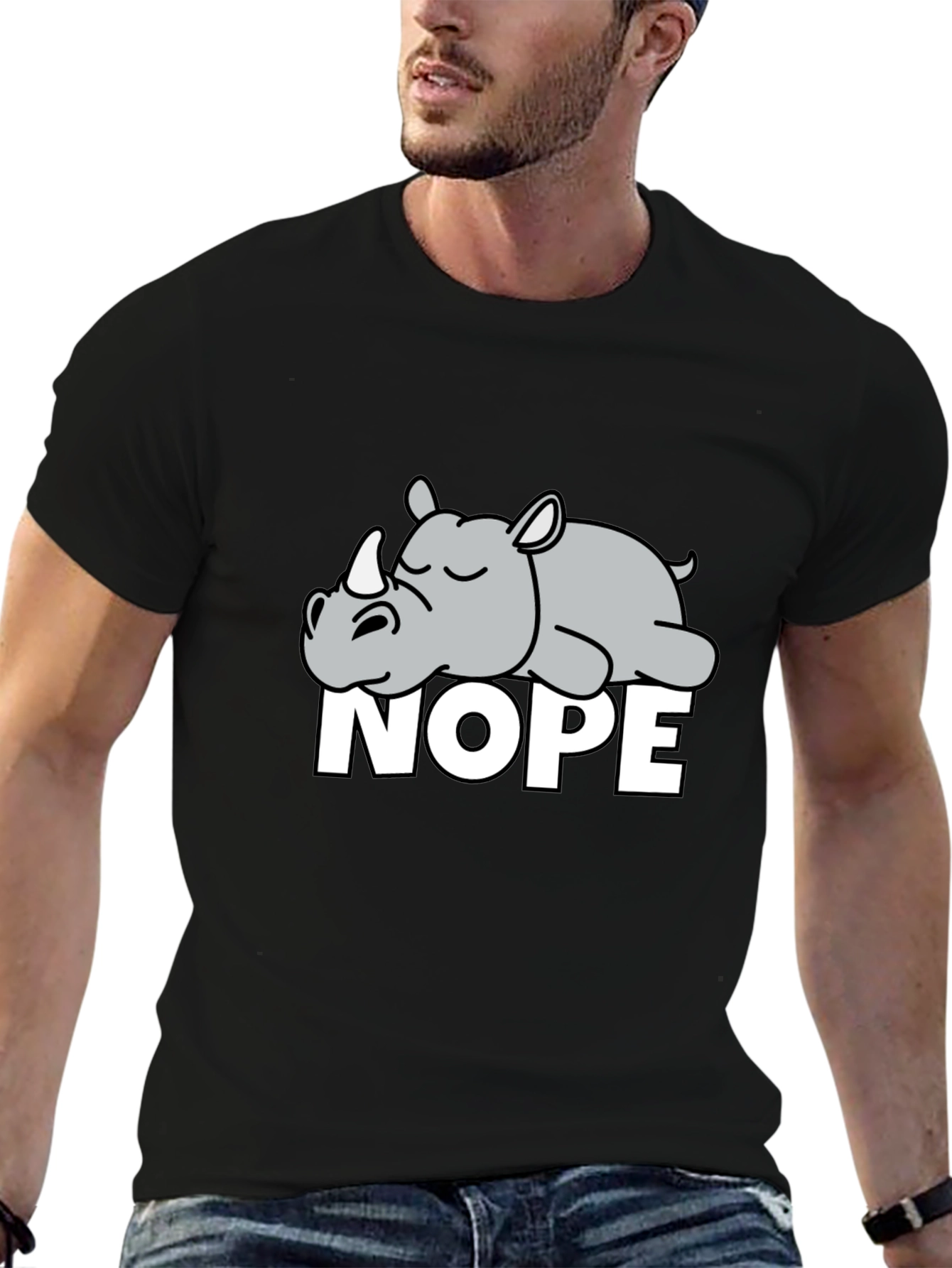 Nope Rhino Tee - Funny Graphic T-Shirt
