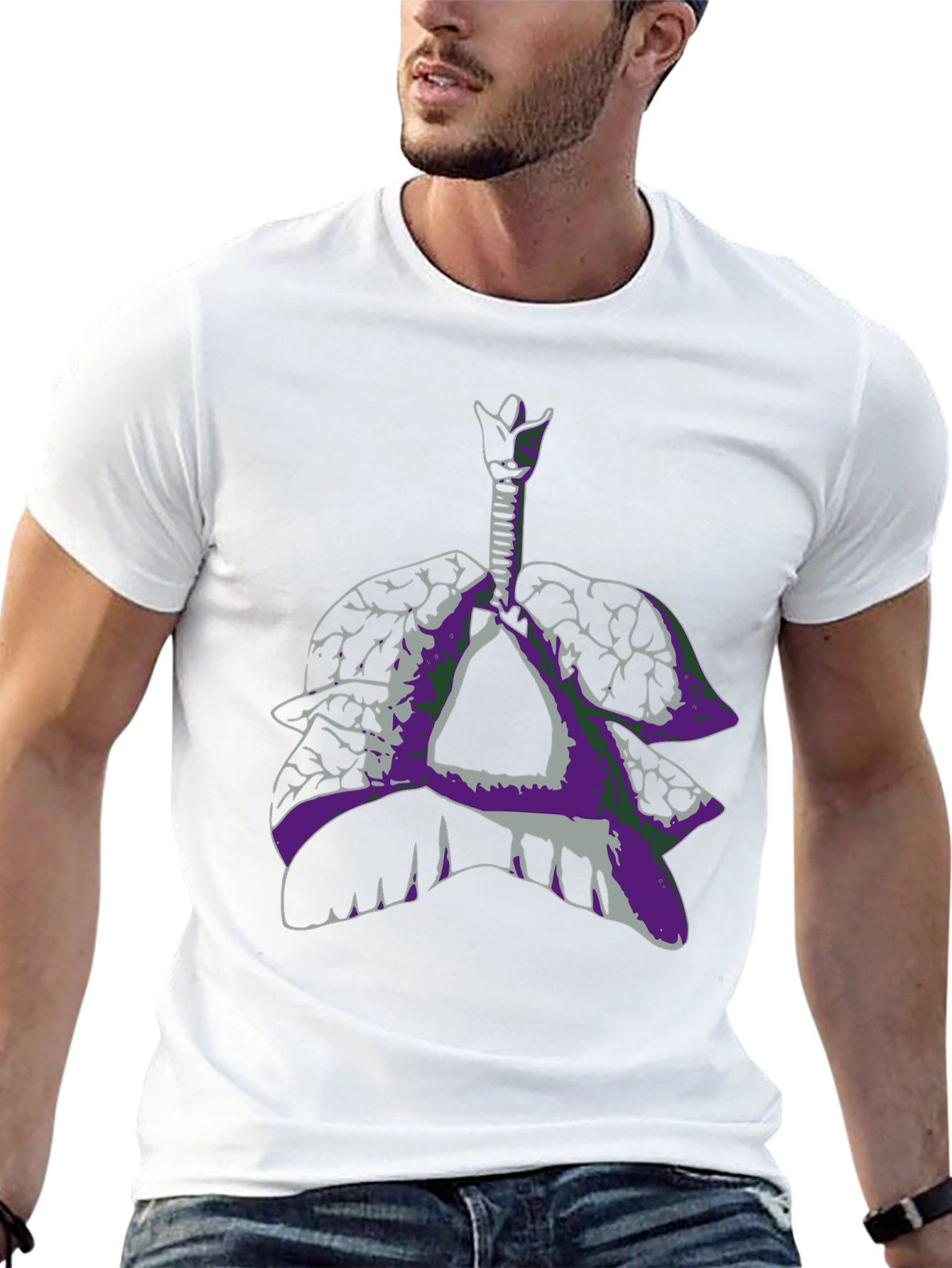 Anatomical Lungs Graphic Tee - Unique Design Black