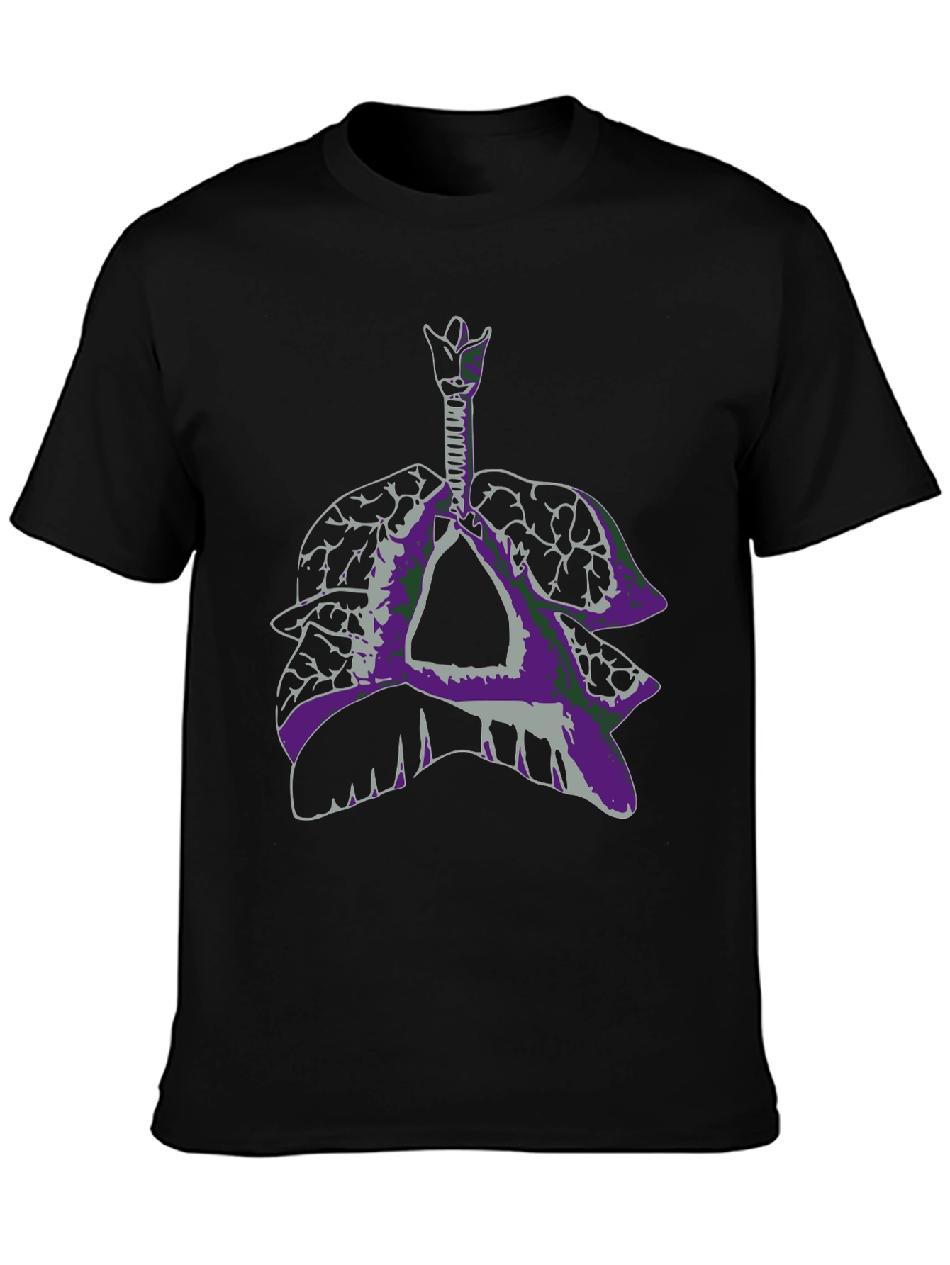Anatomical Lungs Graphic Tee - Unique Design Black