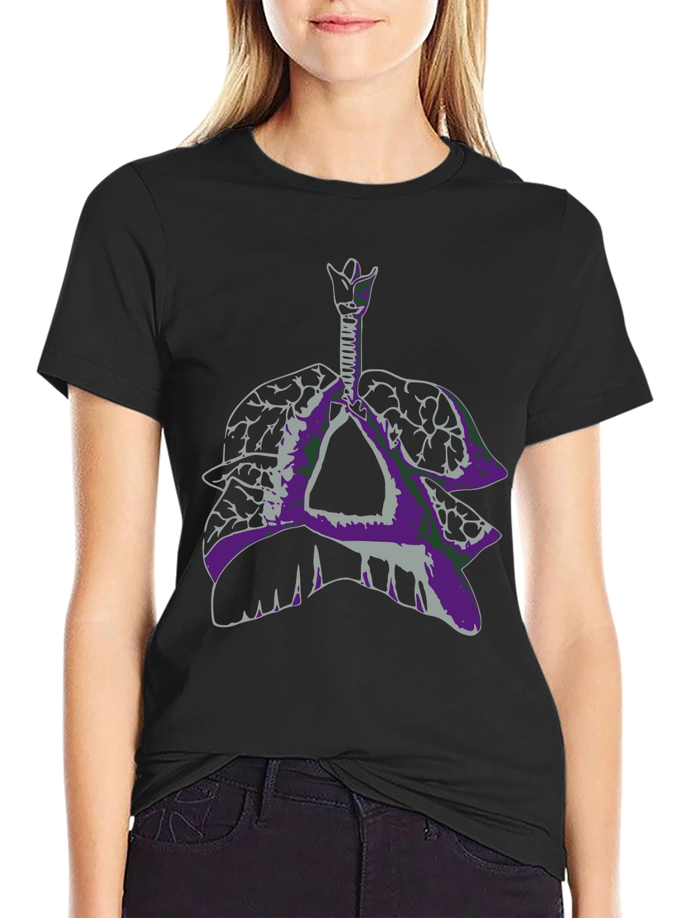 Anatomical Lungs Graphic Tee - Unique Design Black