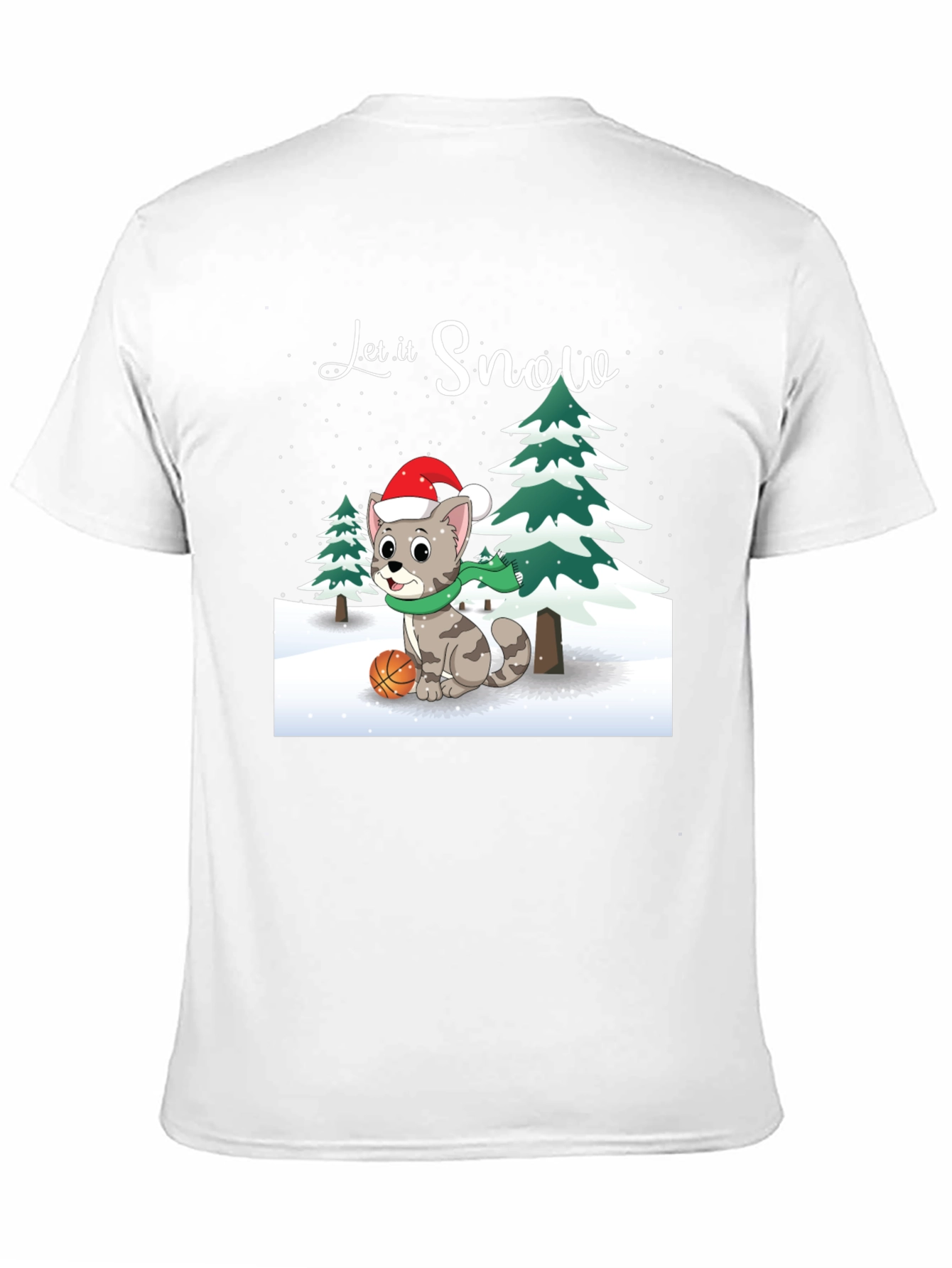 Let it Snow Cat with Basketball T-Shirt