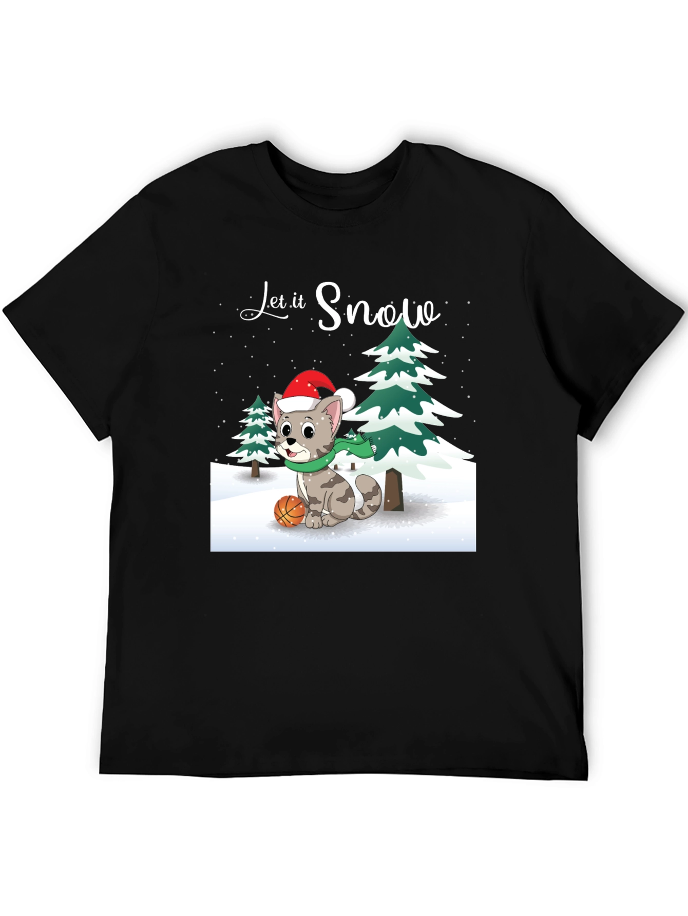 Let it Snow Cat with Basketball T-Shirt